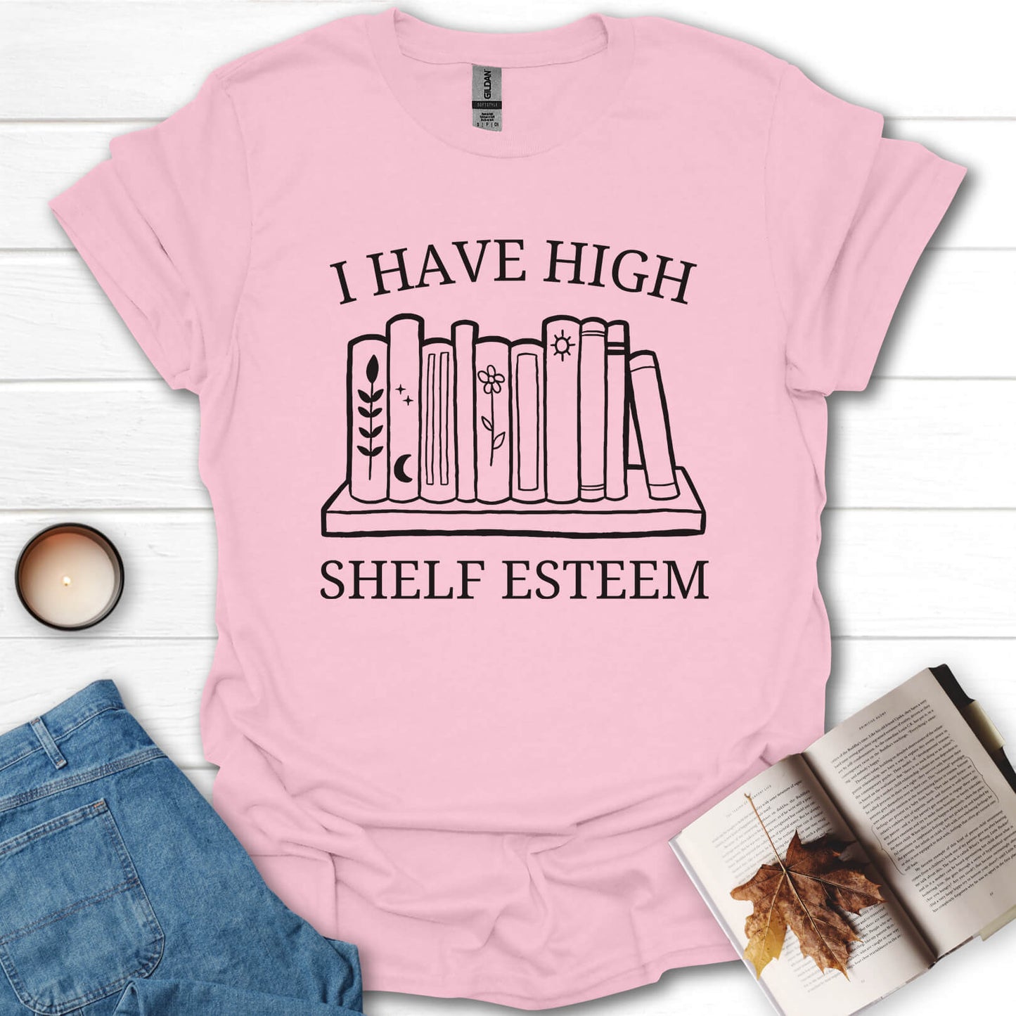 I Have High Shelf Esteem Funny Book T-Shirt