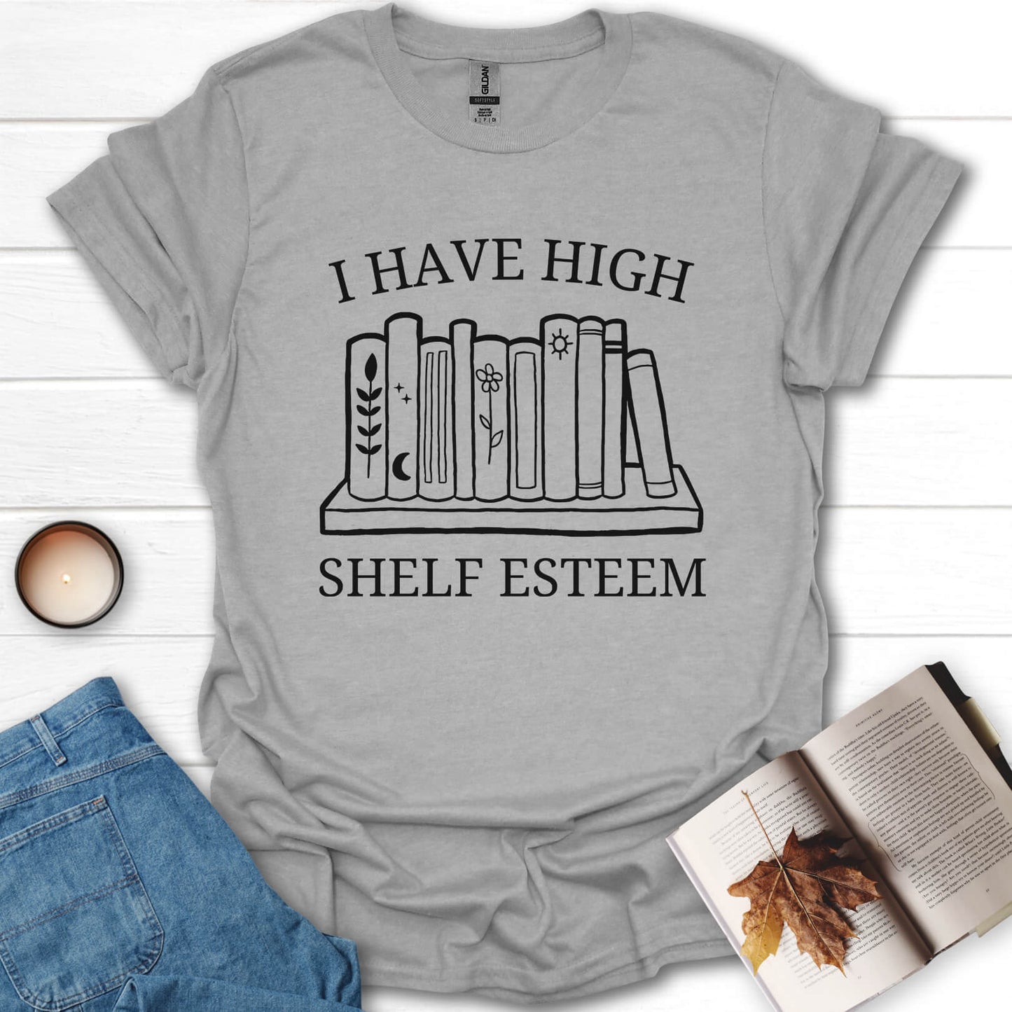 I Have High Shelf Esteem Funny Book T-Shirt