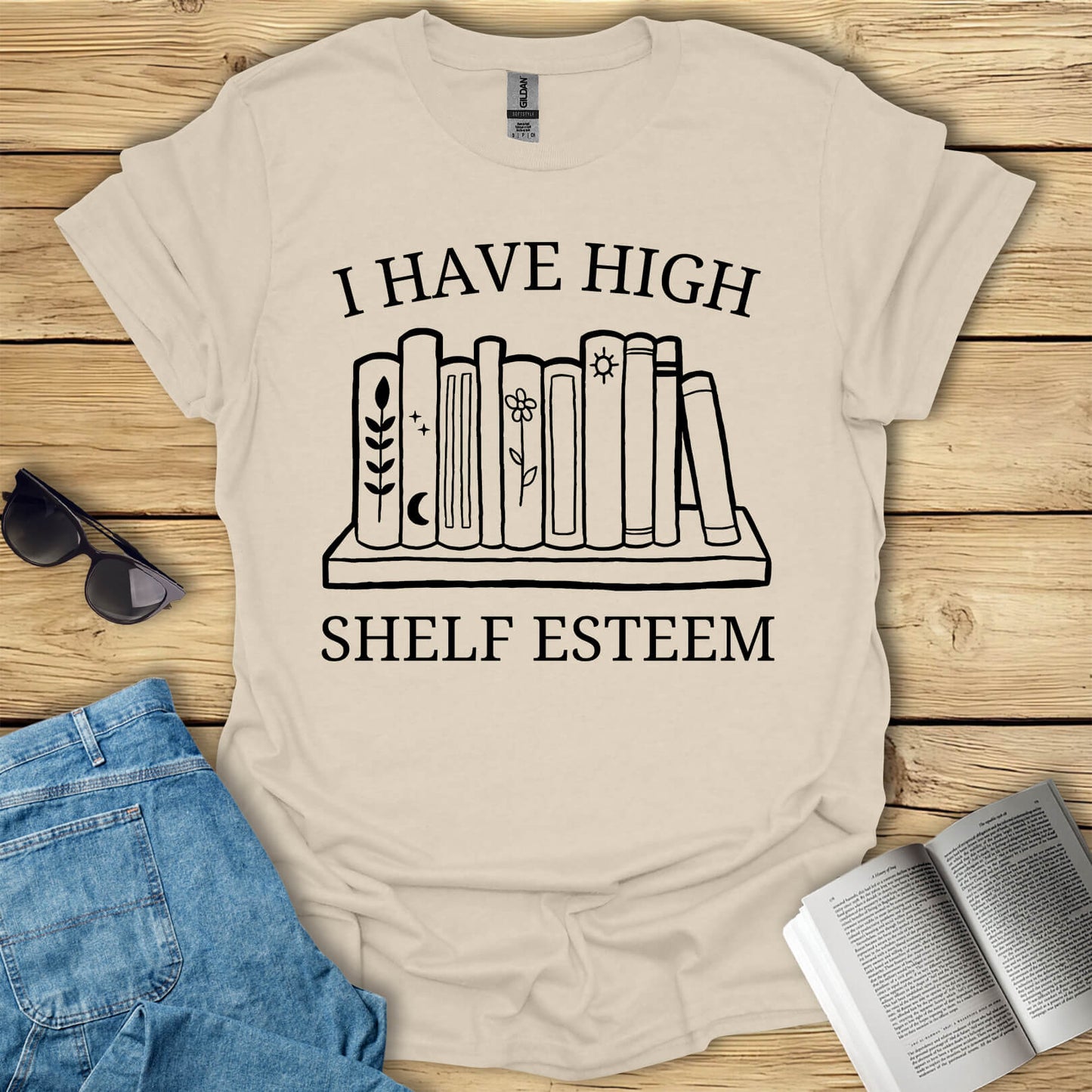 I Have High Shelf Esteem Funny Book T-Shirt