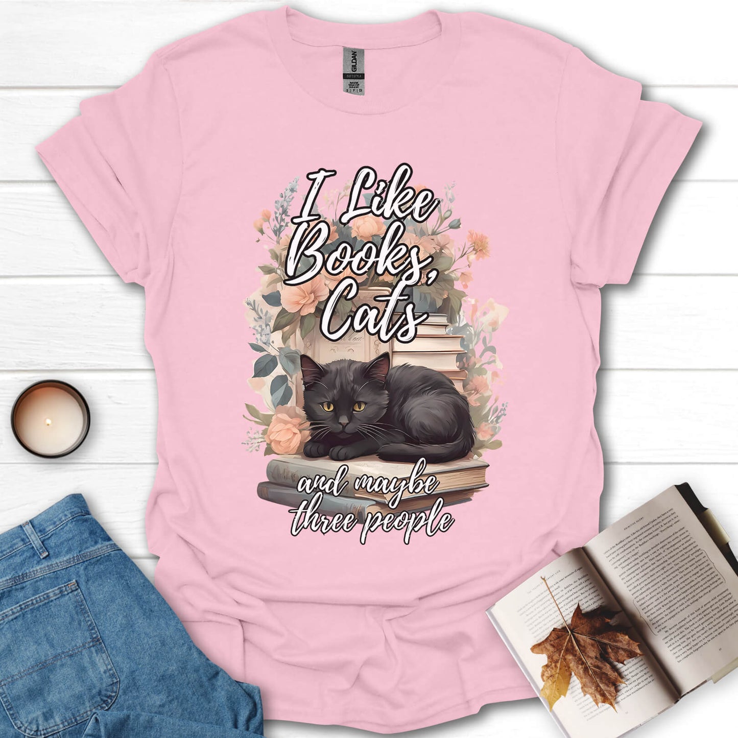 I Like Books, Cats And Maybe Three People T-Shirt
