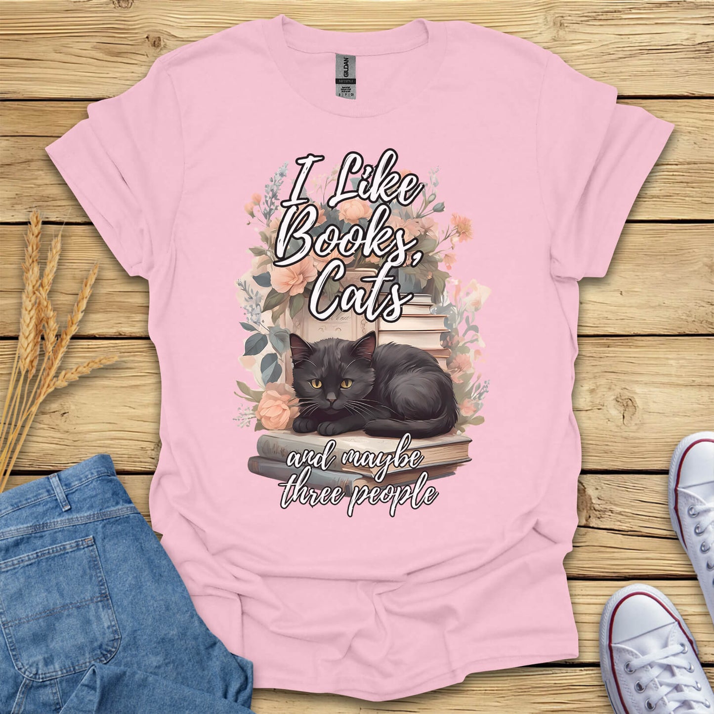 I Like Books, Cats And Maybe Three People T-Shirt