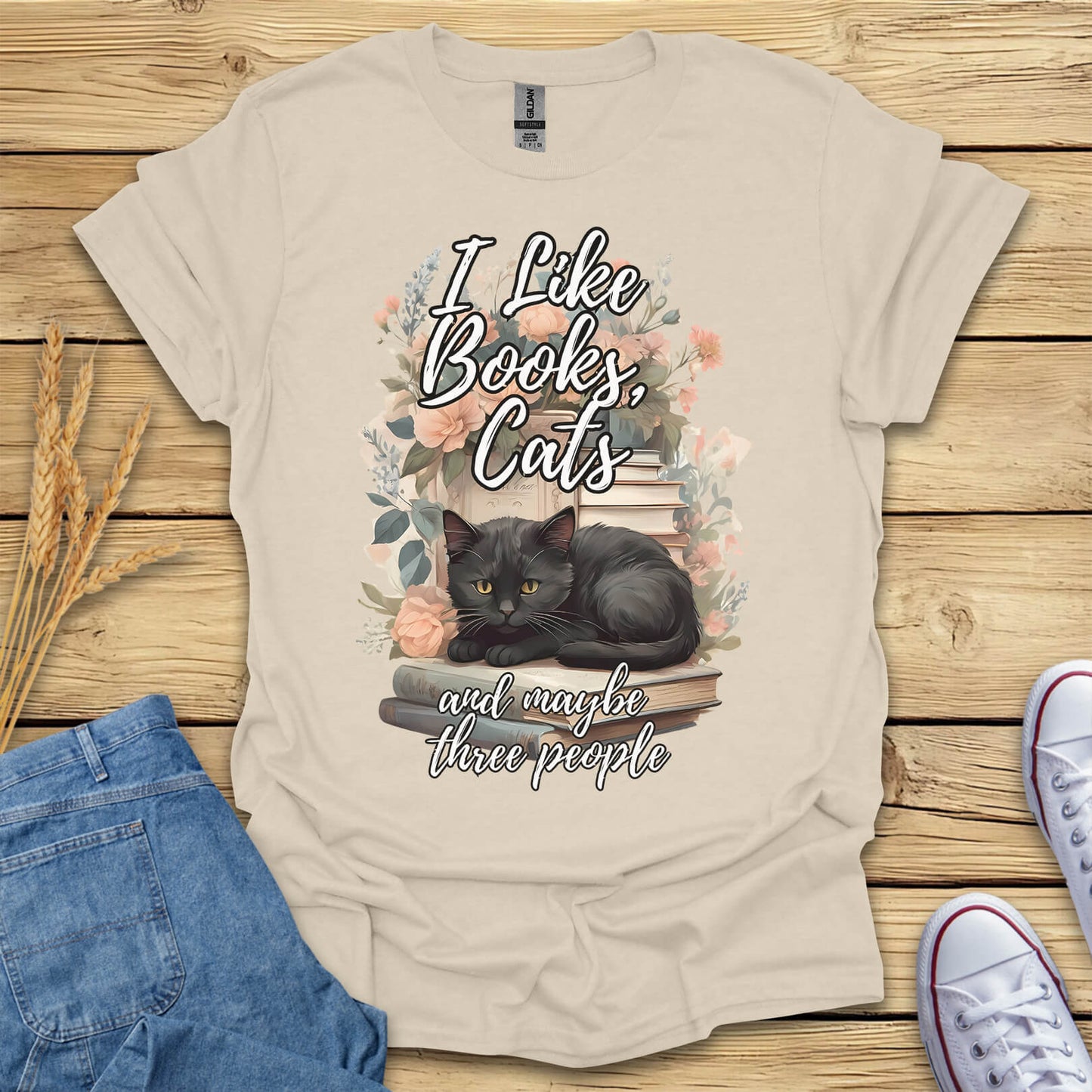 I Like Books, Cats And Maybe Three People T-Shirt