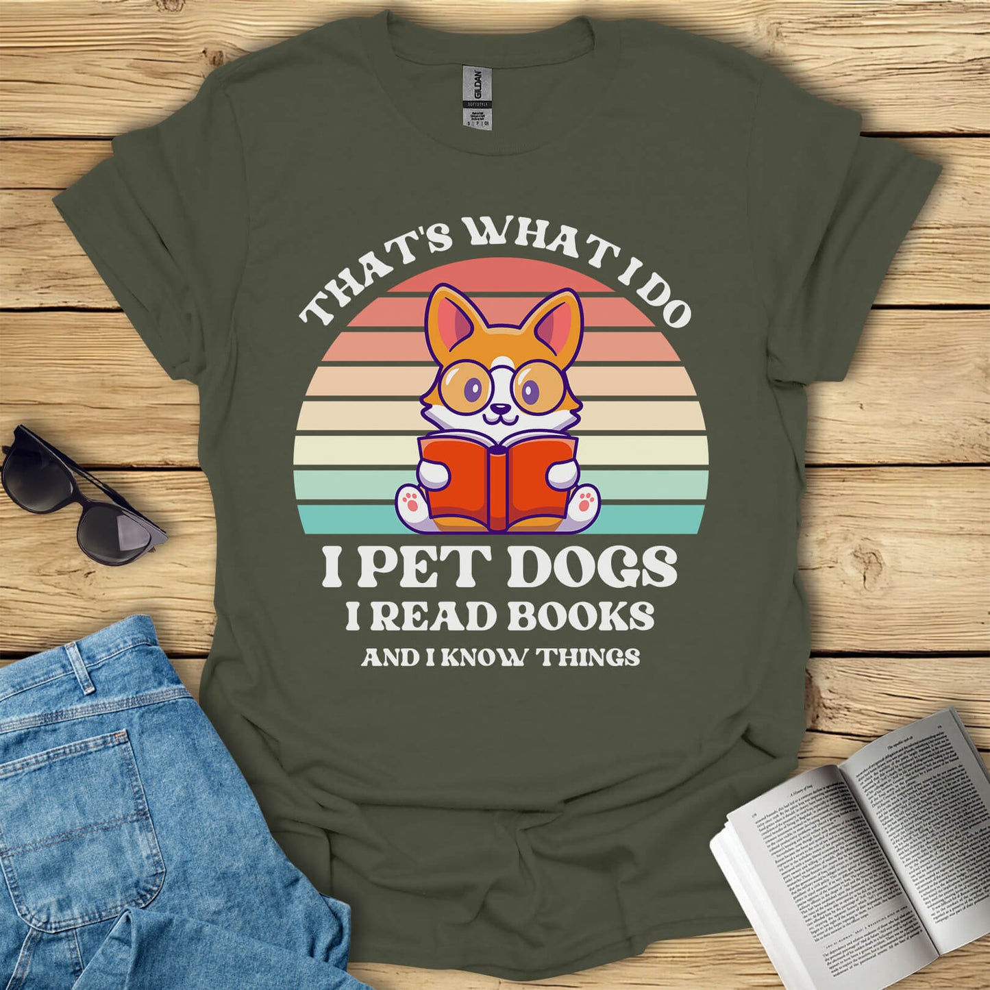 I Pet Dogs I Read Books And I Know Things T-Shirt