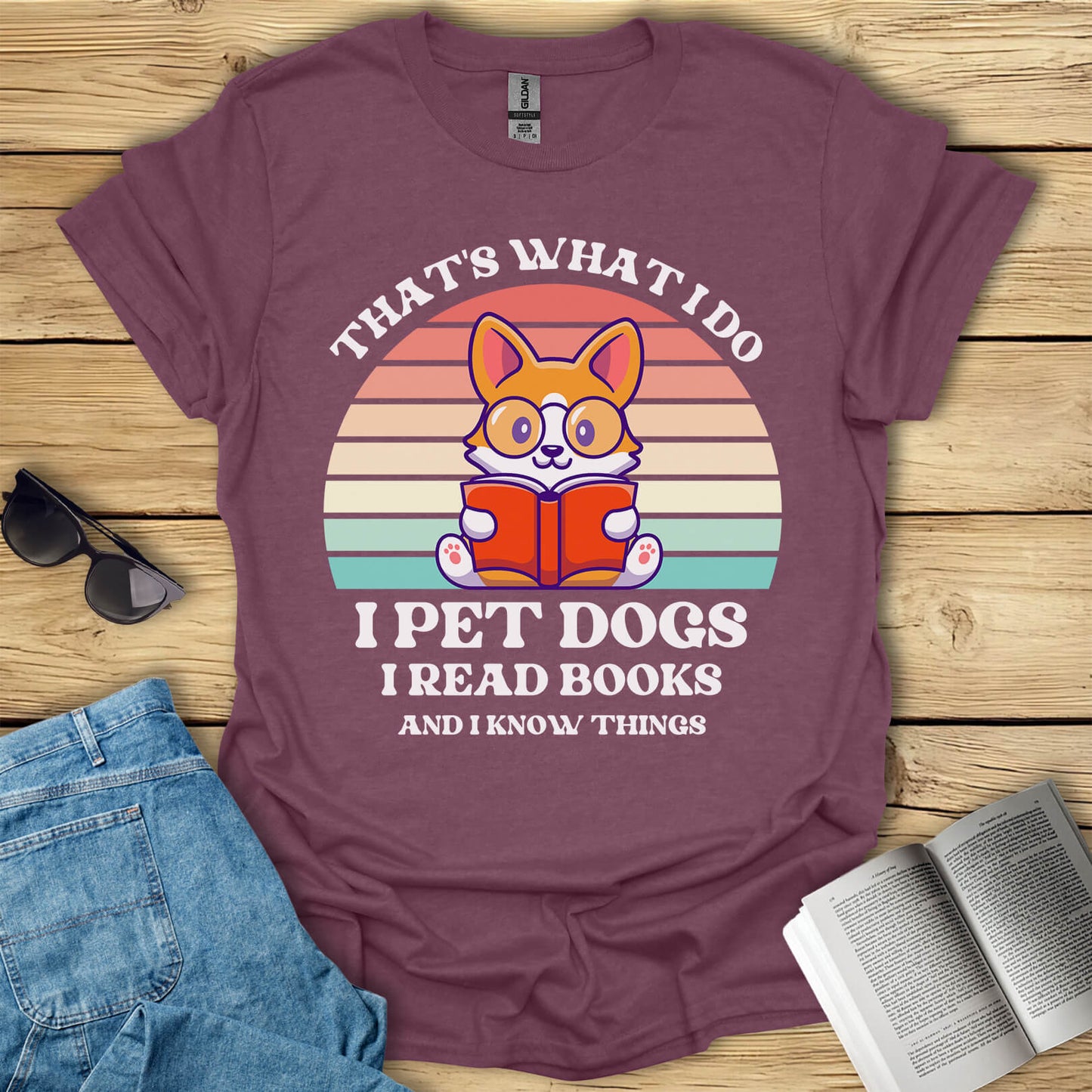 I Pet Dogs I Read Books And I Know Things T-Shirt