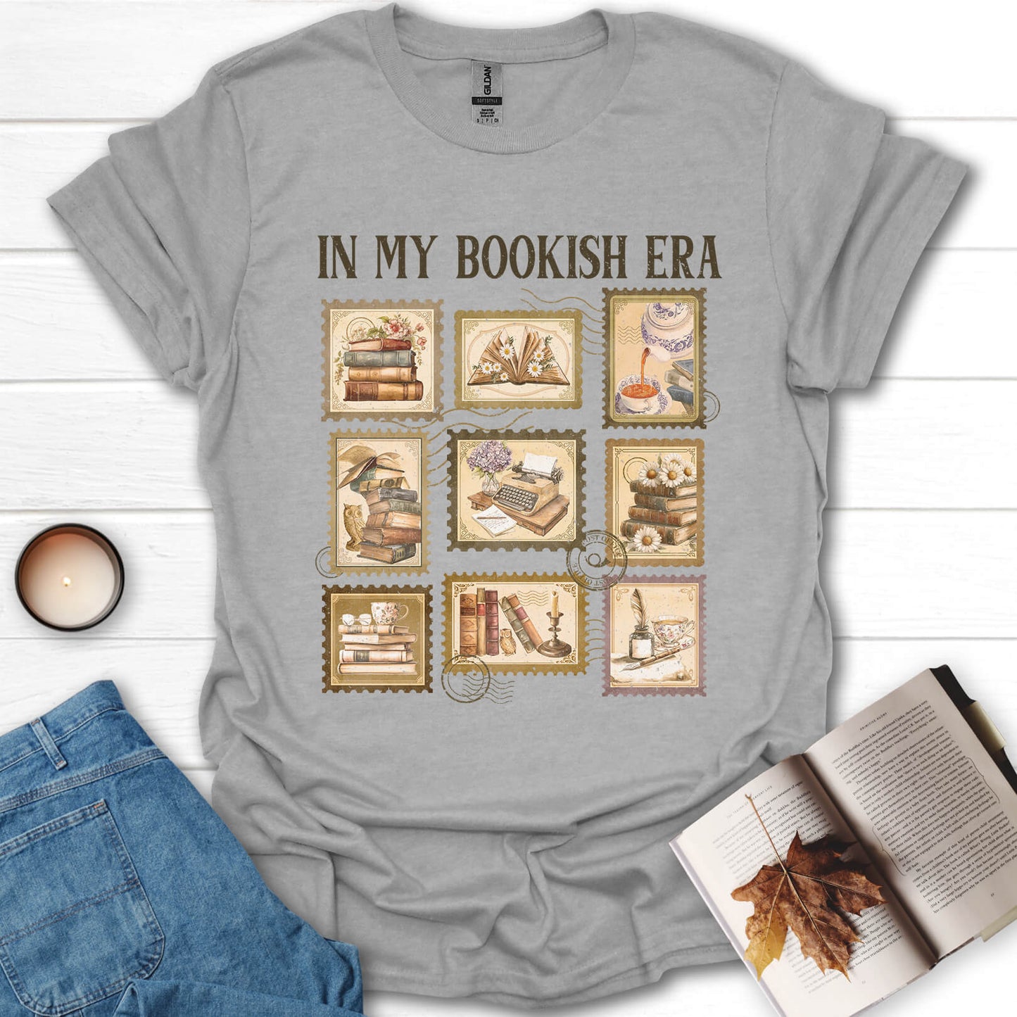In My Bookish Era Retro Stamp Reading T-Shirt