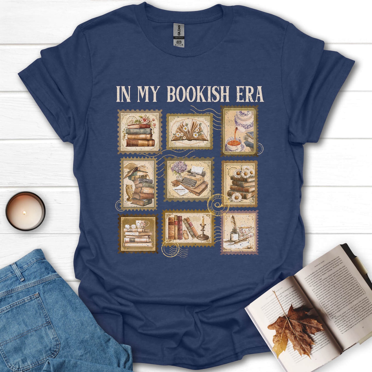 In My Bookish Era Retro Stamp Reading T-Shirt