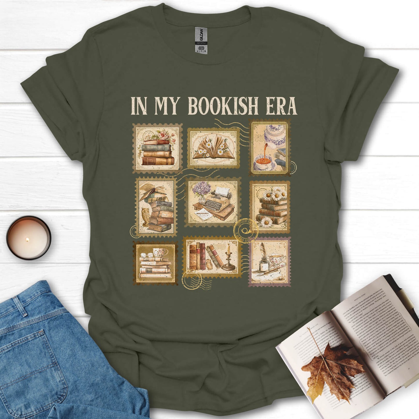 In My Bookish Era Retro Stamp Reading T-Shirt