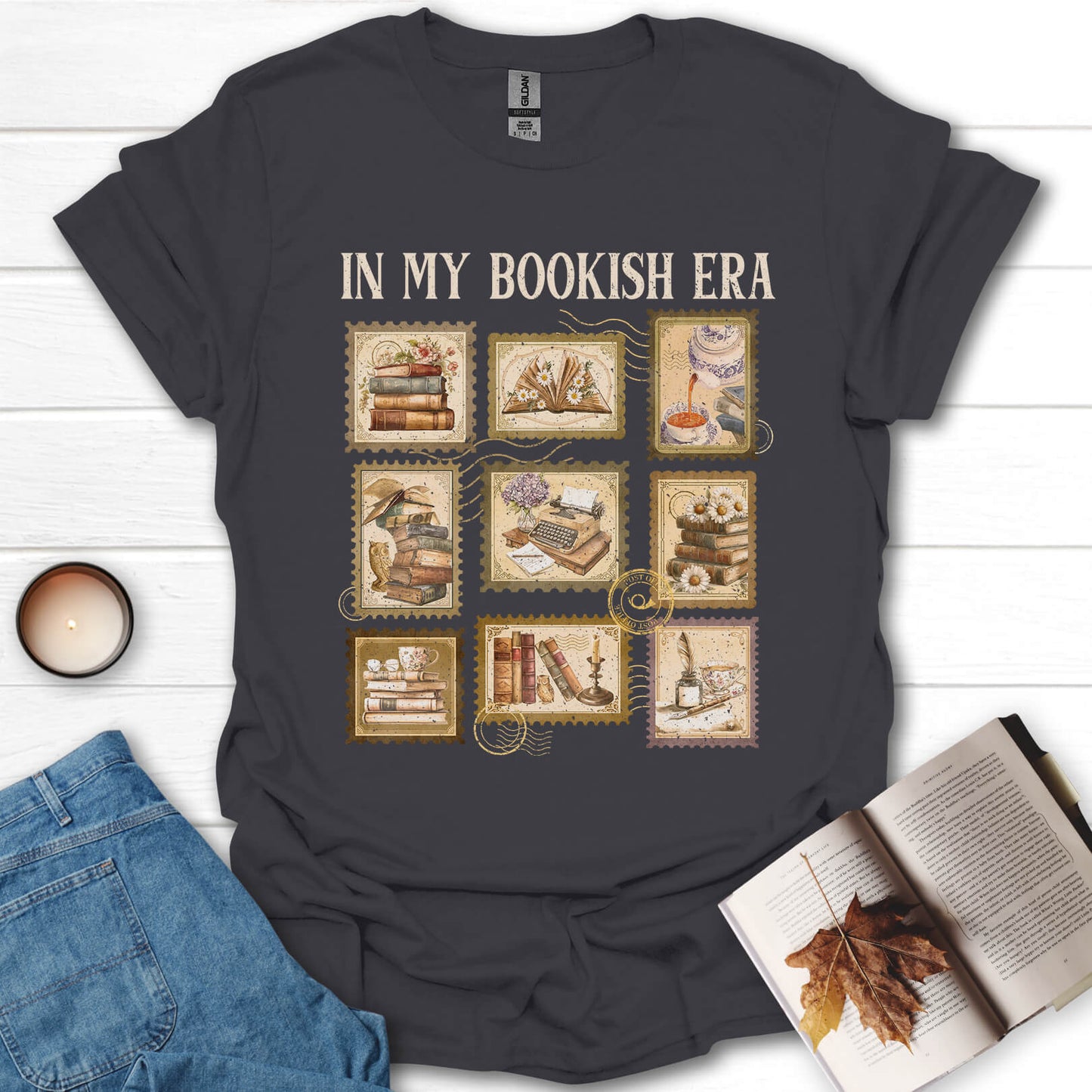 In My Bookish Era Retro Stamp Reading T-Shirt