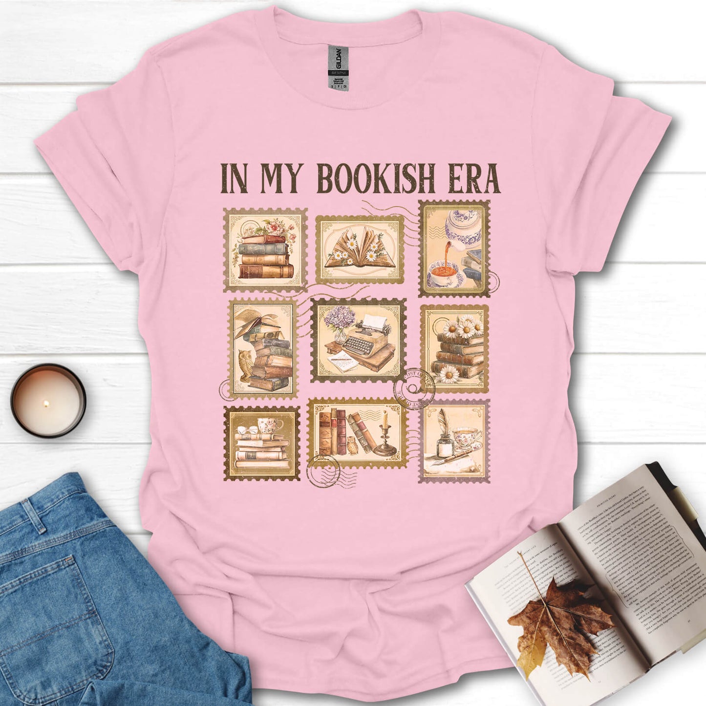 In My Bookish Era Retro Stamp Reading T-Shirt