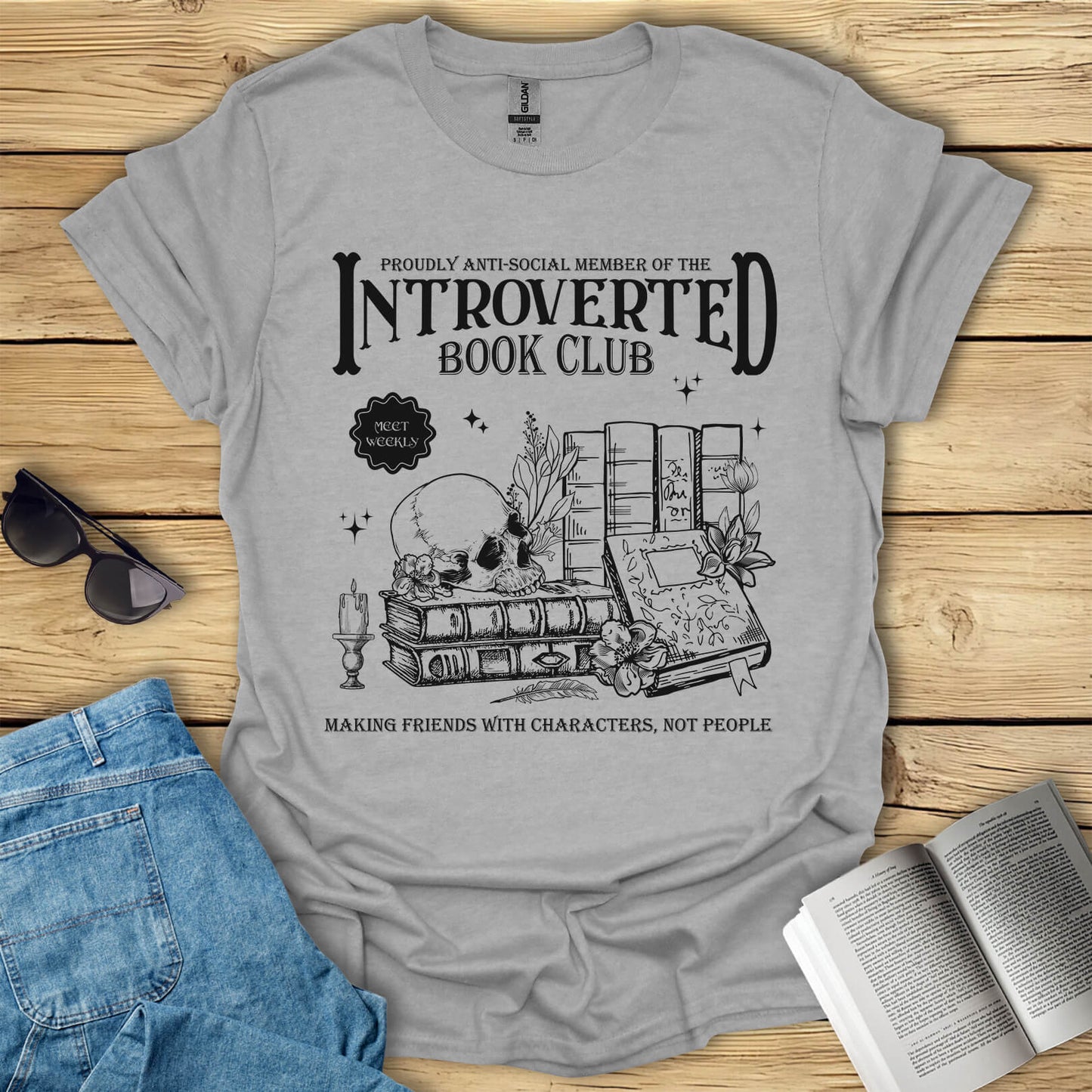 Introverted Book Club Anti-Social Book Lover T-Shirt