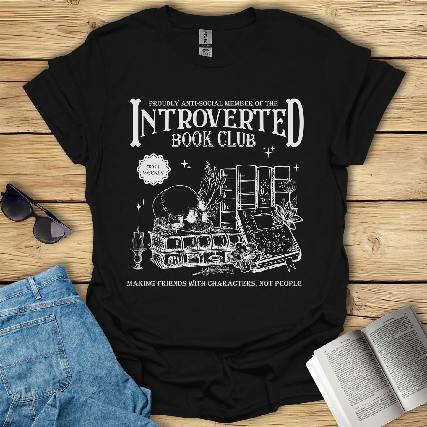 Introverted Book Club Anti-Social Book Lover T-Shirt