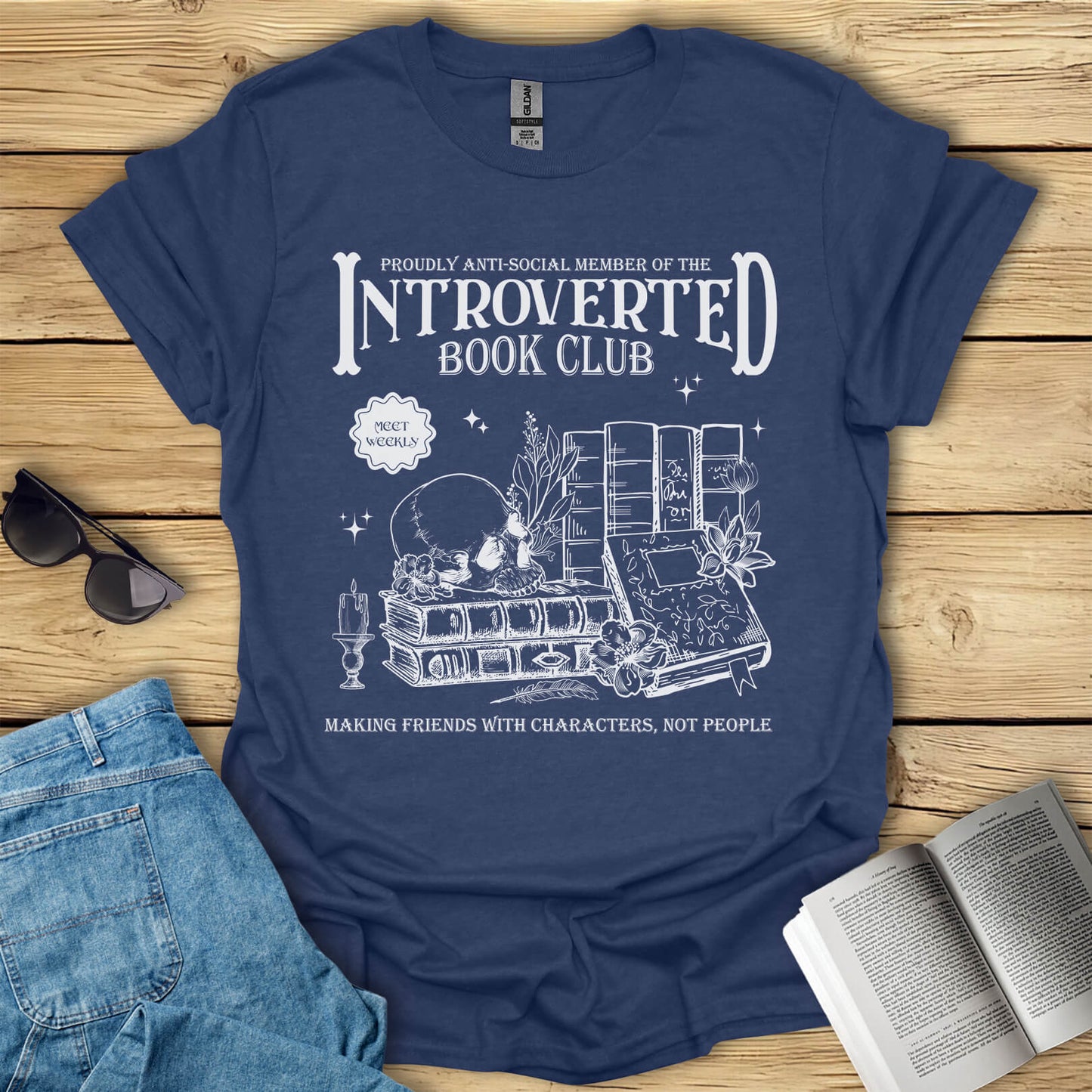 Introverted Book Club Anti-Social Book Lover T-Shirt