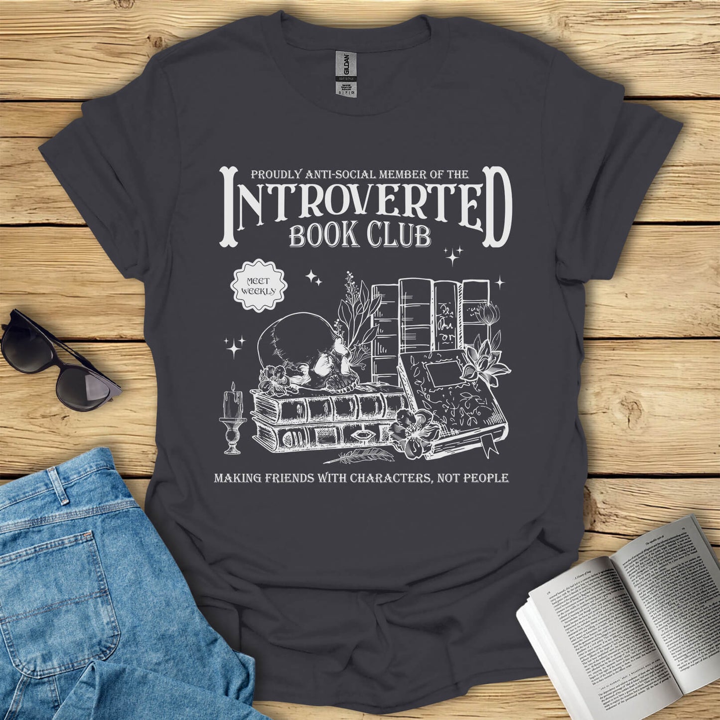 Introverted Book Club Anti-Social Book Lover T-Shirt