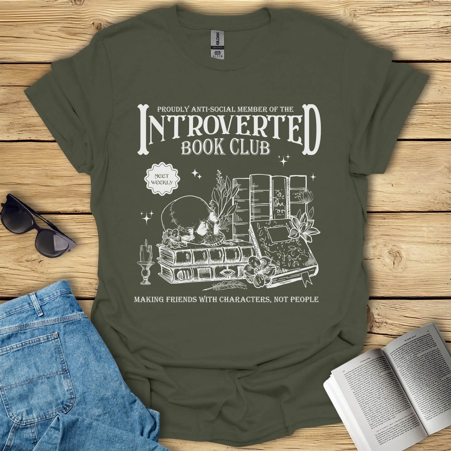 Introverted Book Club Anti-Social Book Lover T-Shirt