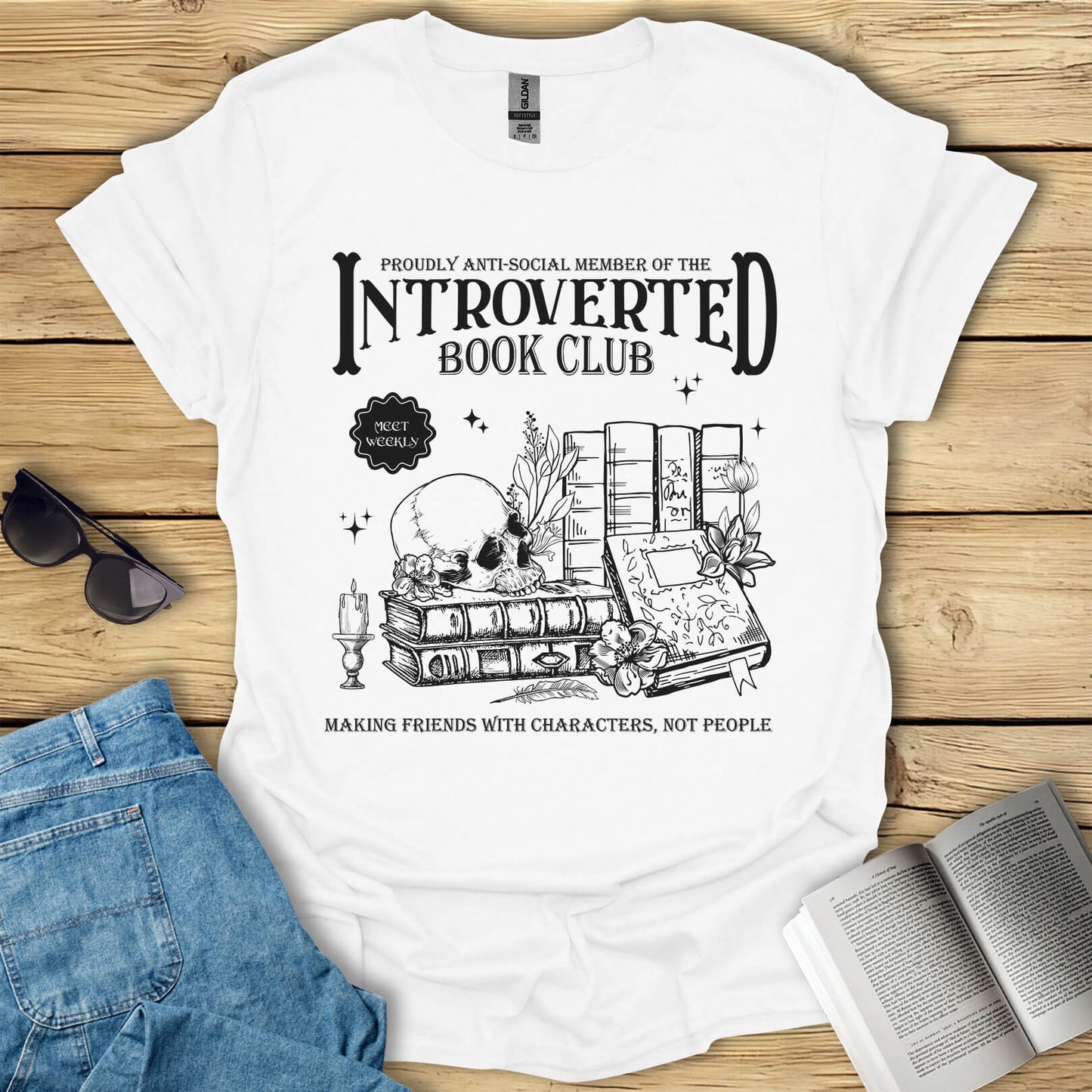 Introverted Book Club Anti-Social Book Lover T-Shirt