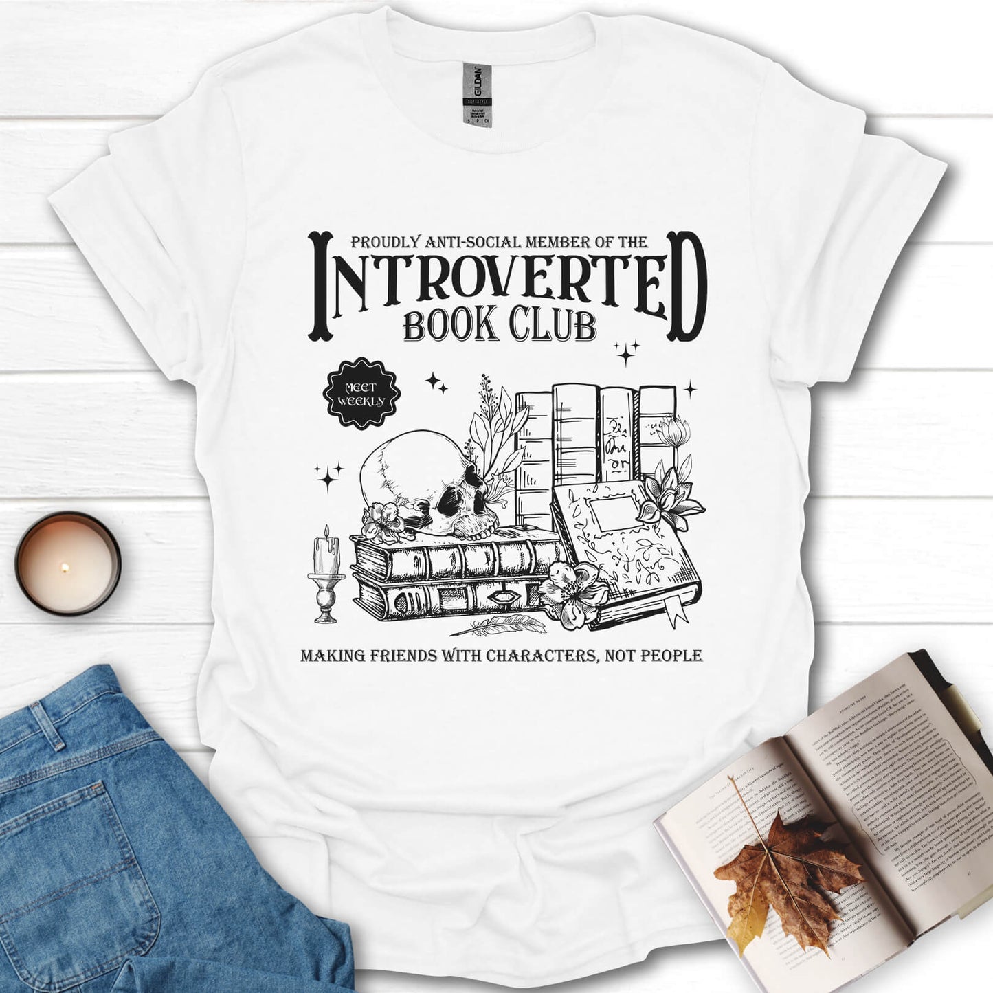 Introverted Book Club Anti-Social Book Lover T-Shirt
