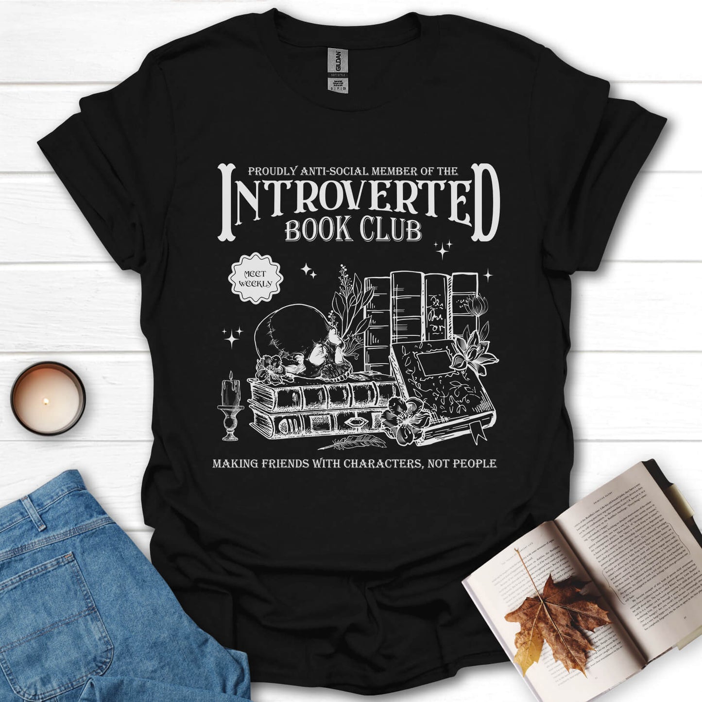 Introverted Book Club Anti-Social Book Lover T-Shirt