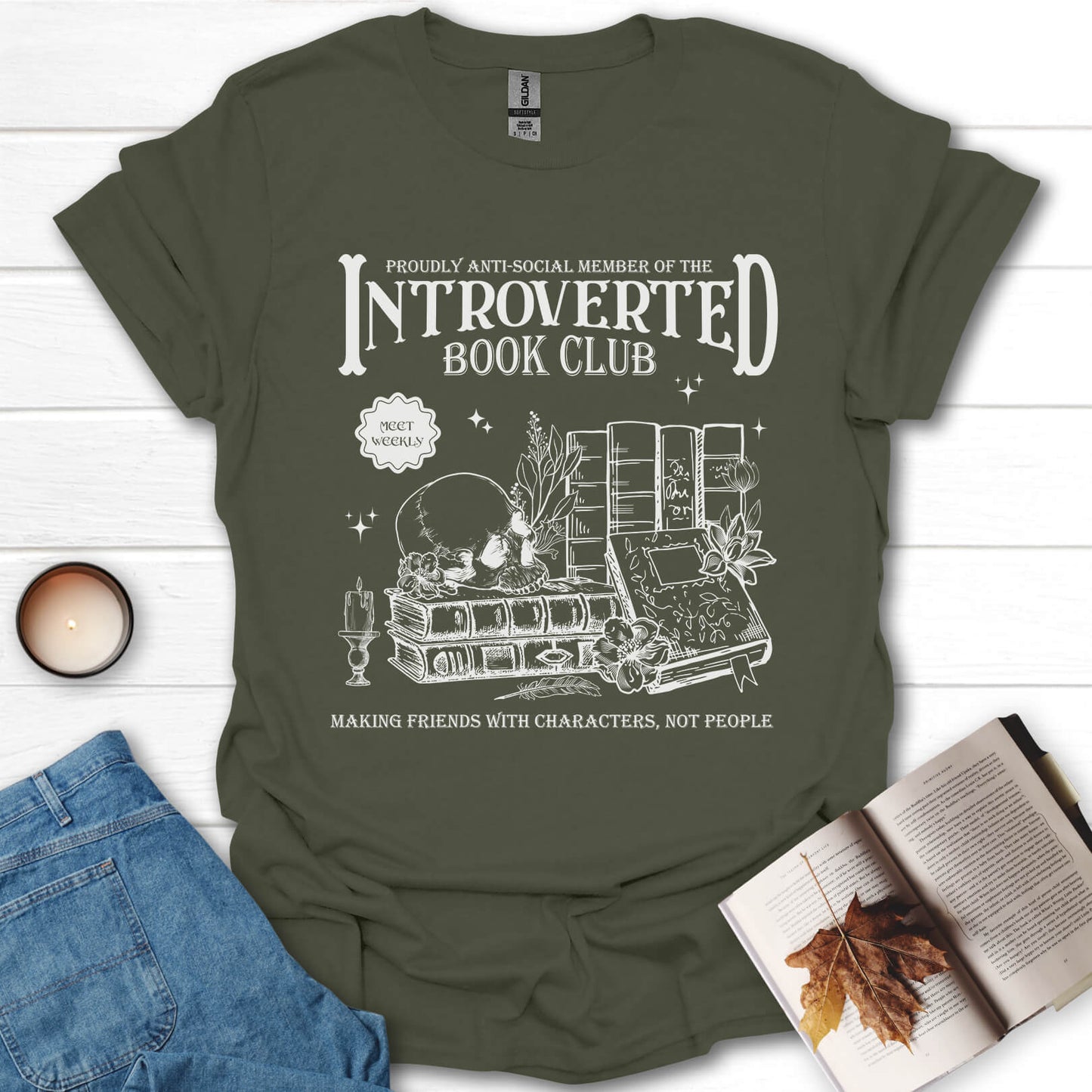 Introverted Book Club Anti-Social Book Lover T-Shirt