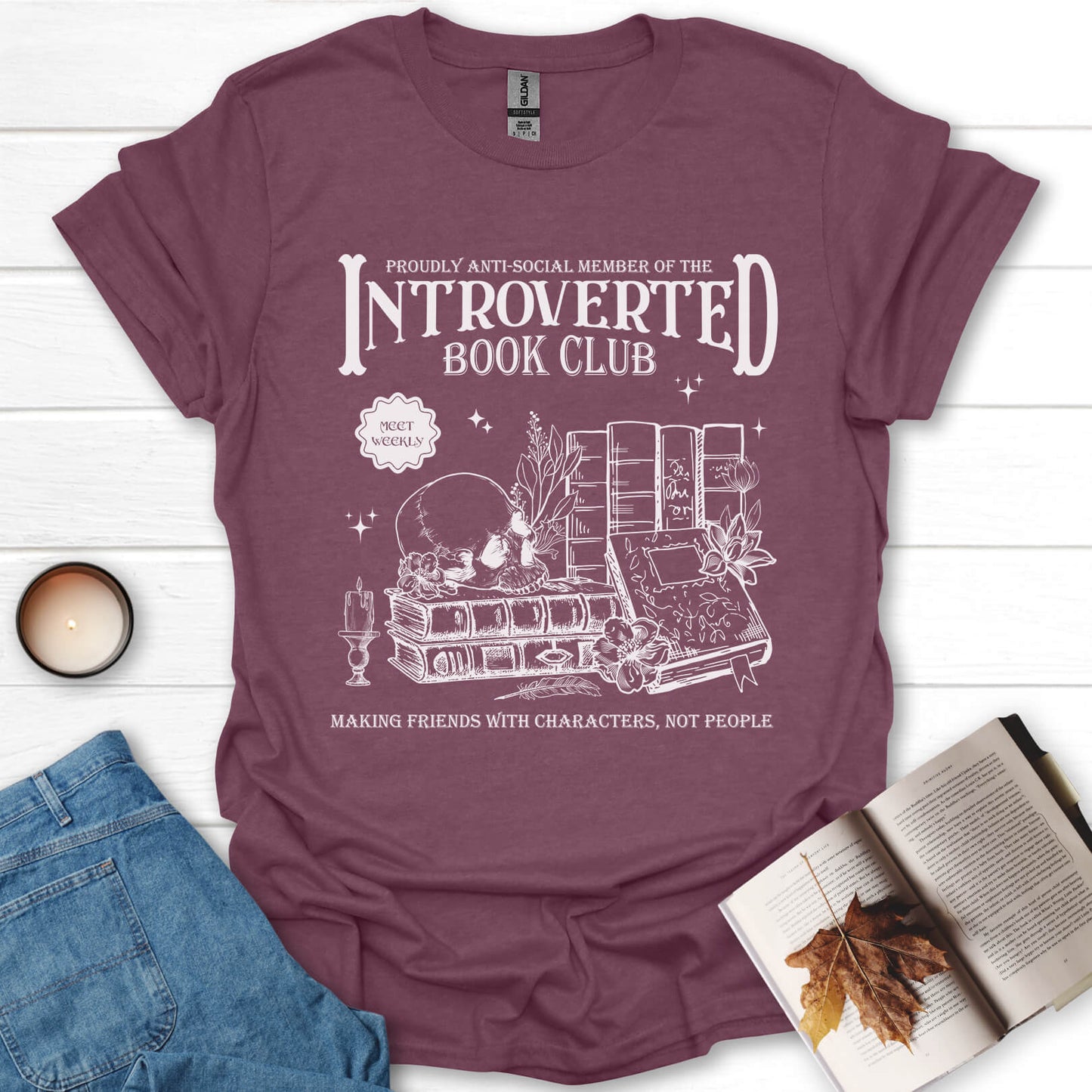 Introverted Book Club Anti-Social Book Lover T-Shirt