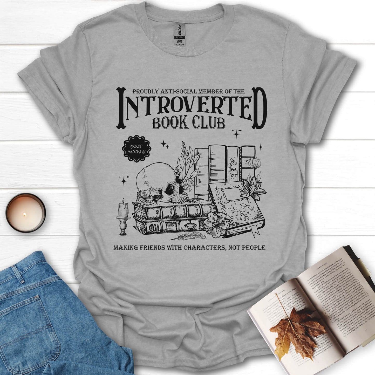Introverted Book Club Anti-Social Book Lover T-Shirt
