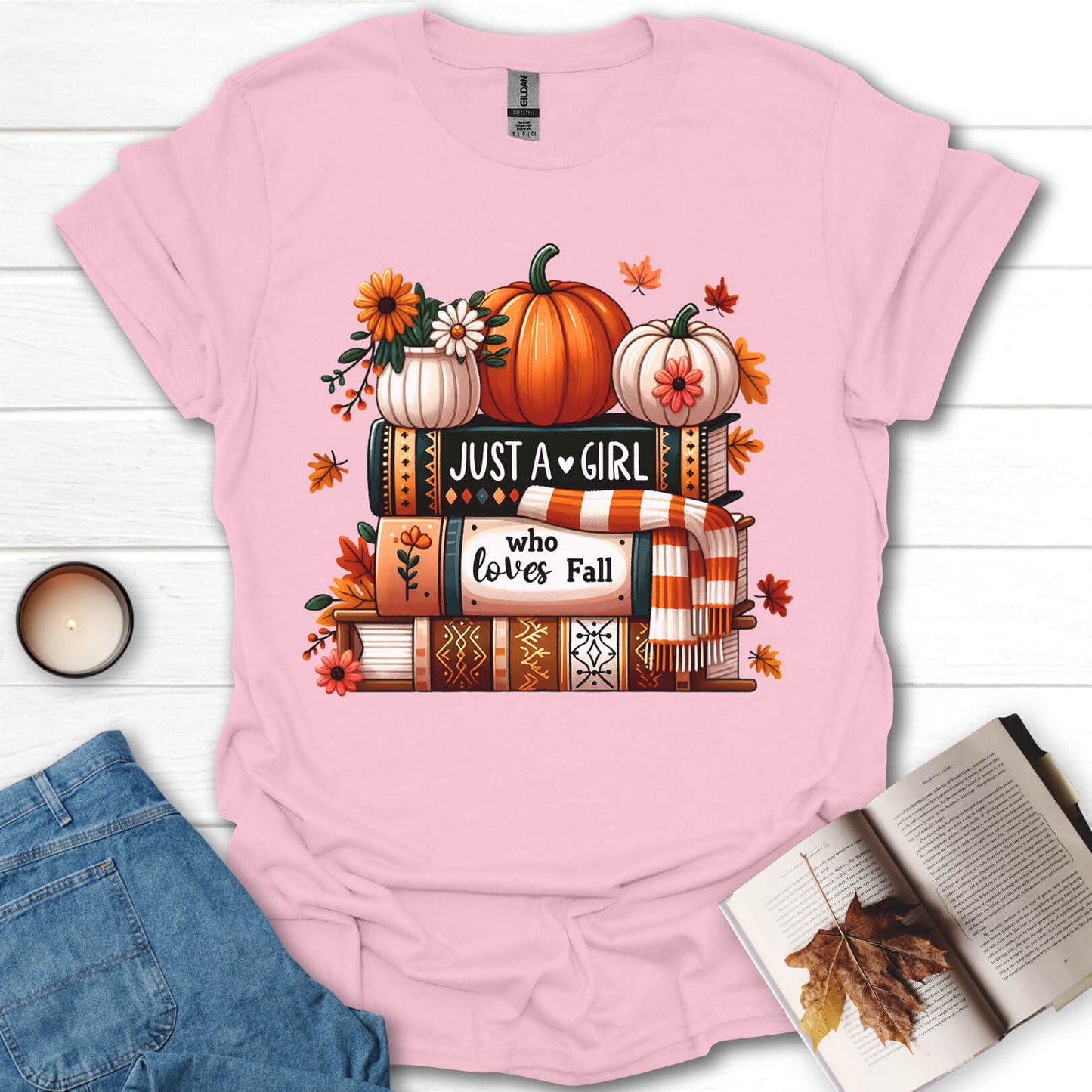 Just A Girl Who Loves Fall And Books T-Shirt