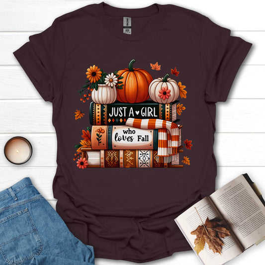 Just A Girl Who Loves Fall And Books T-Shirt