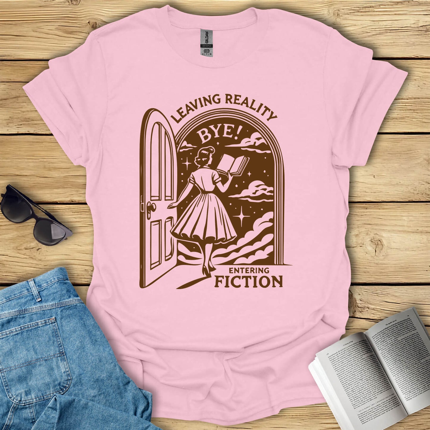 Leaving Reality Entering Fiction Book Reading T-Shirt