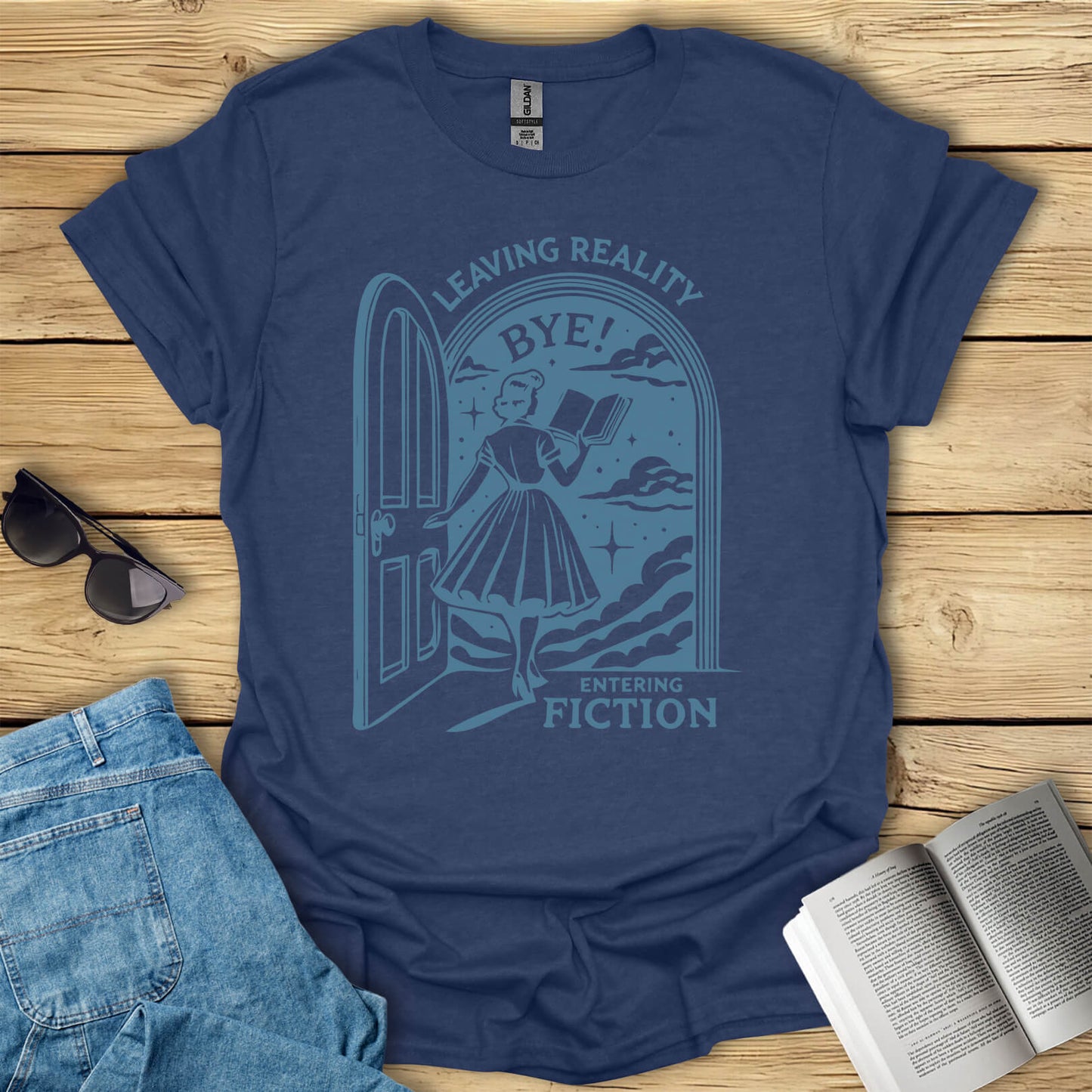 Leaving Reality Entering Fiction Book Reading T-Shirt