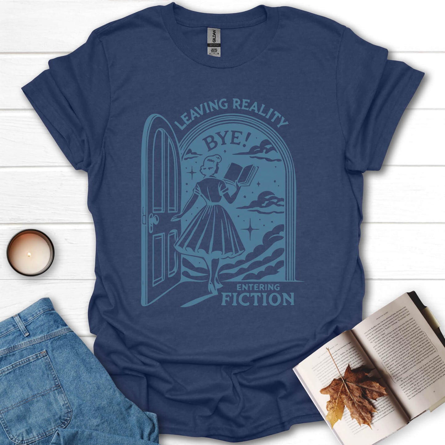 Leaving Reality Entering Fiction Book Reading T-Shirt