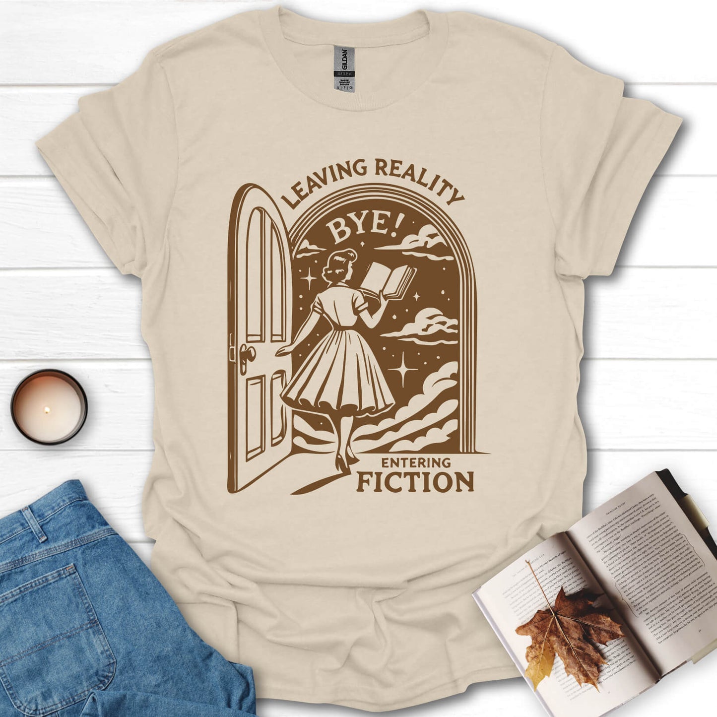 Leaving Reality Entering Fiction Book Reading T-Shirt