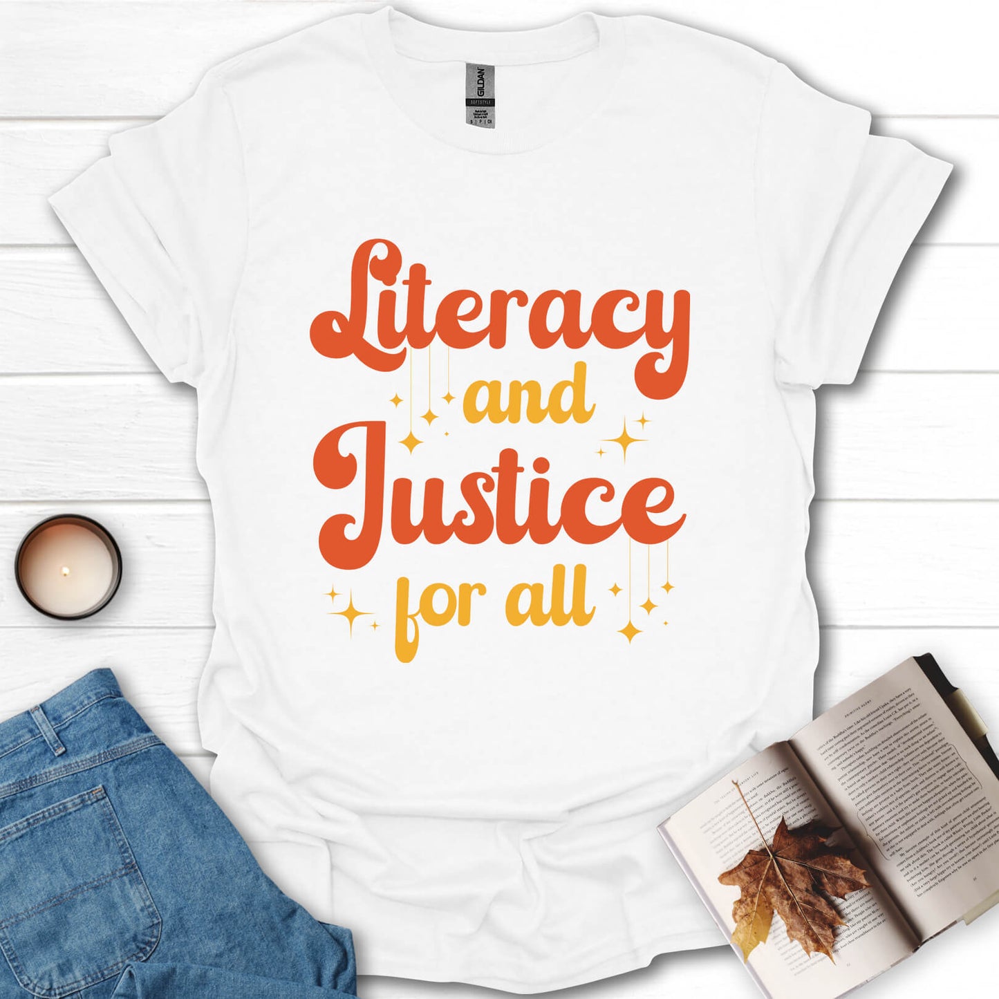 Literacy And Justice For All Book Lovers T-Shirt