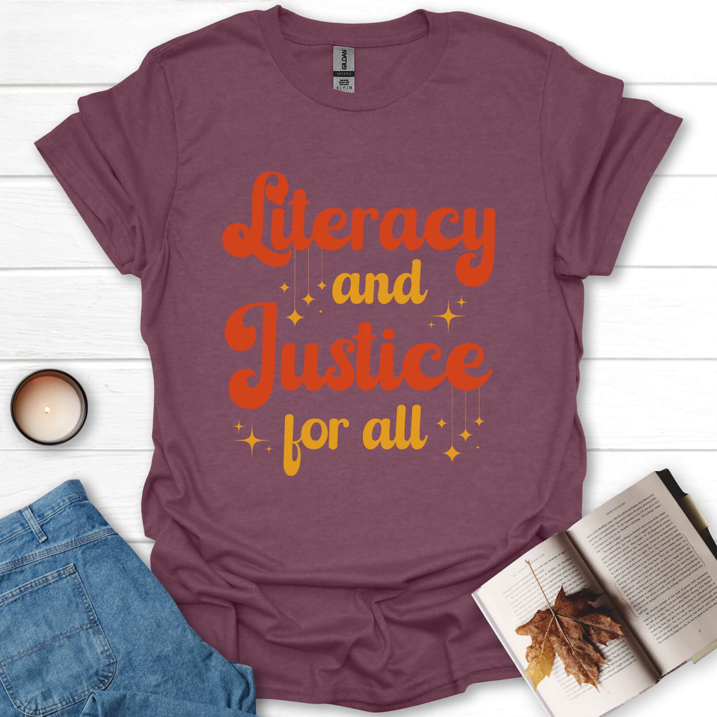Literacy And Justice For All Book Lovers T-Shirt