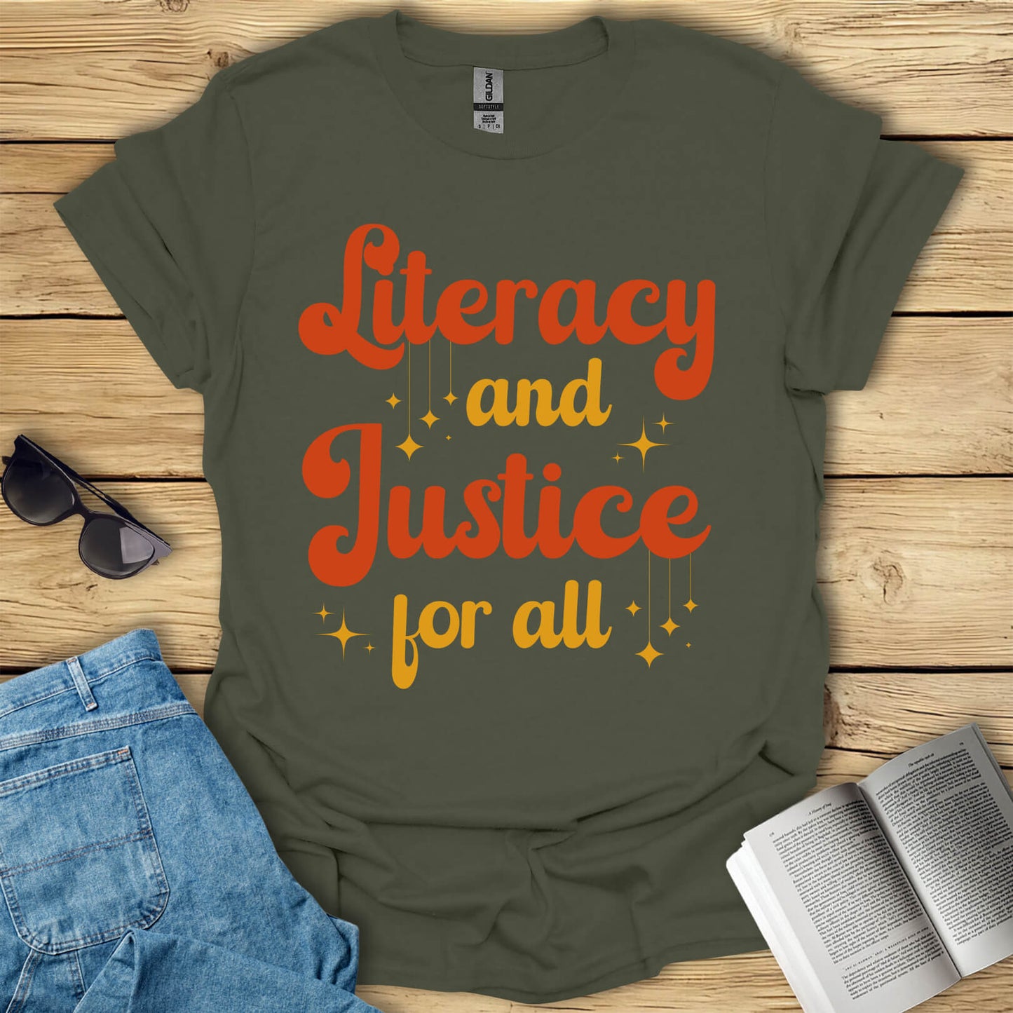 Literacy And Justice For All Book Lovers T-Shirt