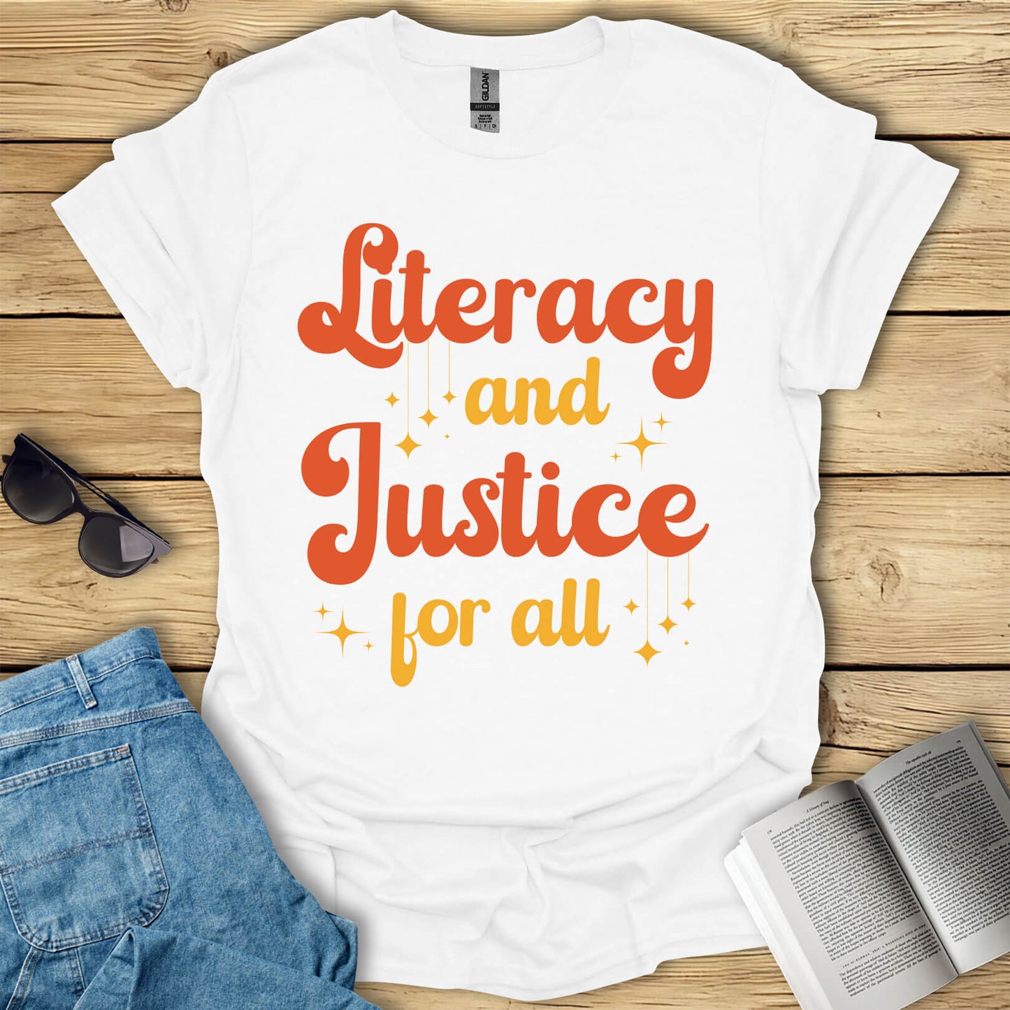 Literacy And Justice For All Book Lovers T-Shirt