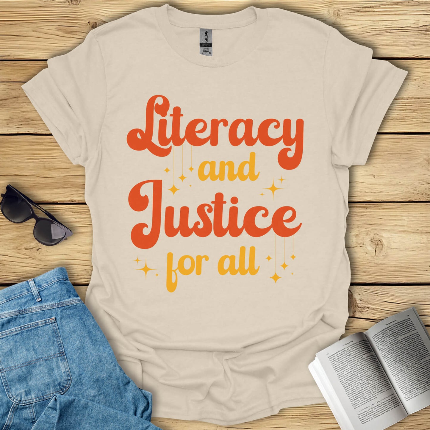 Literacy And Justice For All Book Lovers T-Shirt