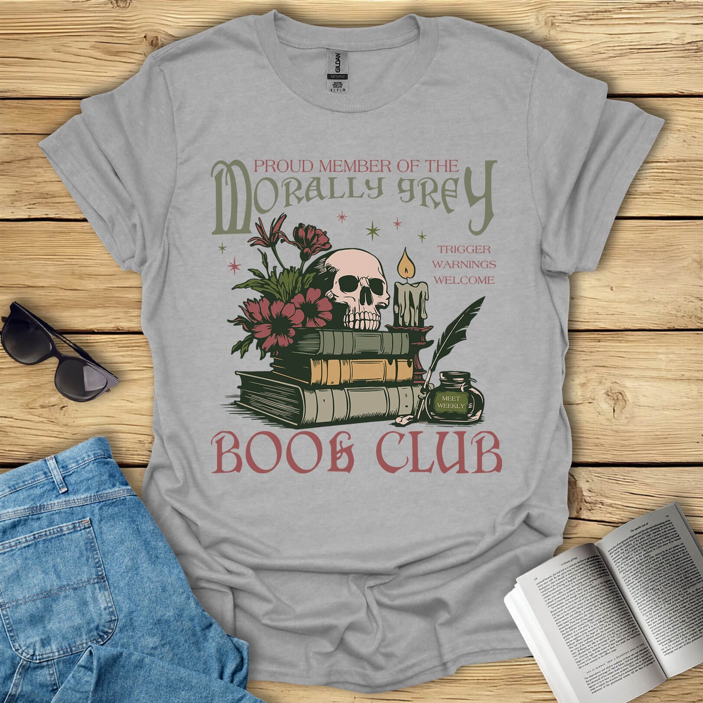 Morally Grey Book Club Reading T-Shirt