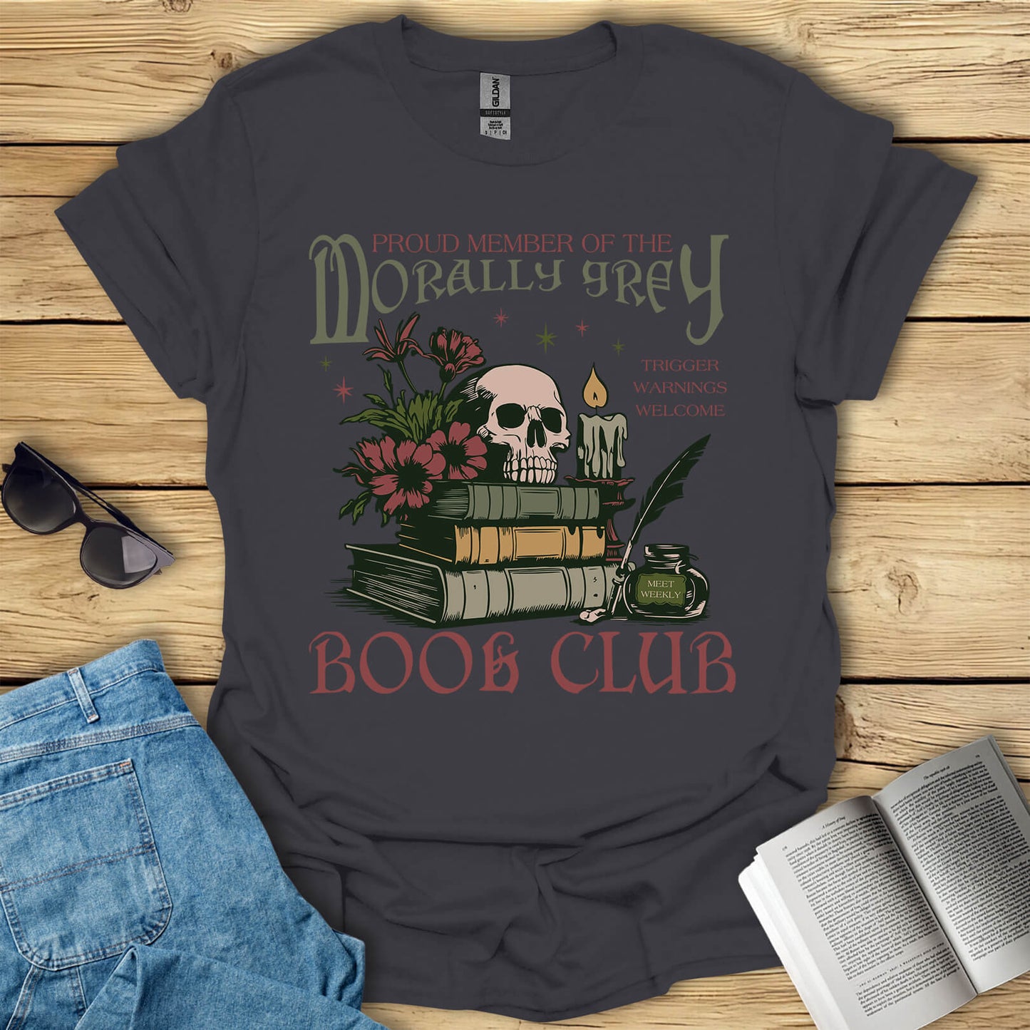 Morally Grey Book Club Reading T-Shirt