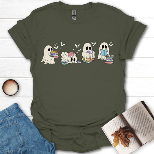 Reading Ghosts Halloween Book T-Shirt