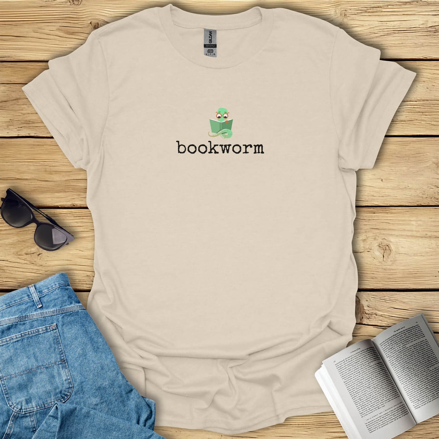Reading Worm Minimalistic Bookworm T-Shirt