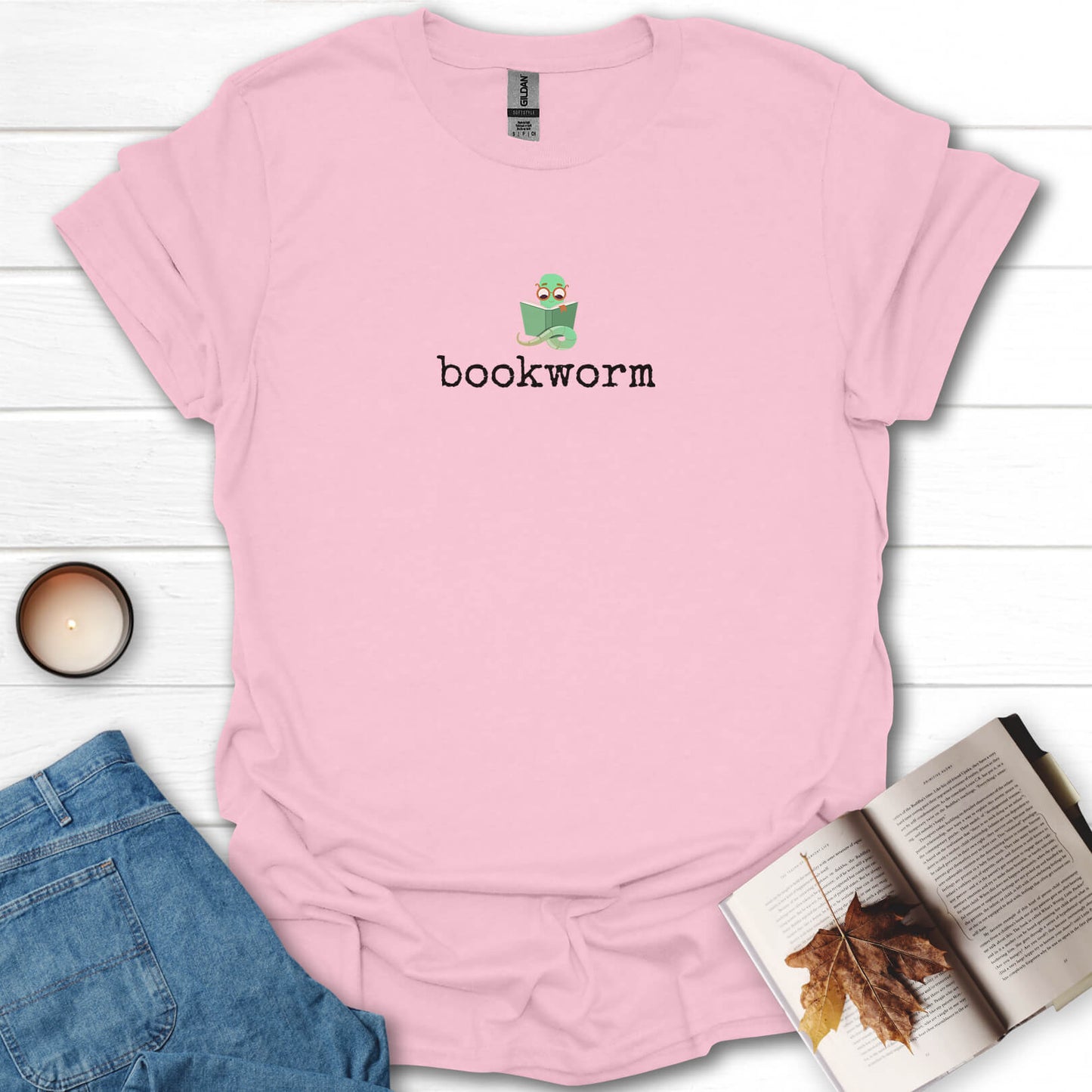 Reading Worm Minimalistic Bookworm T-Shirt