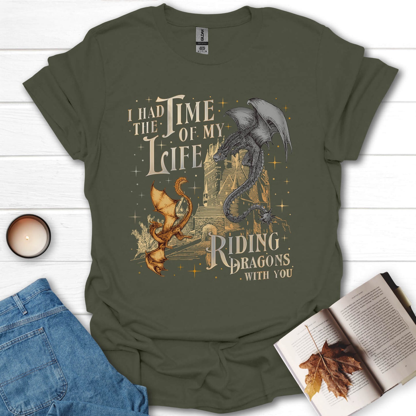 Riding Dragons With You Fantasy Book Lover T-Shirt