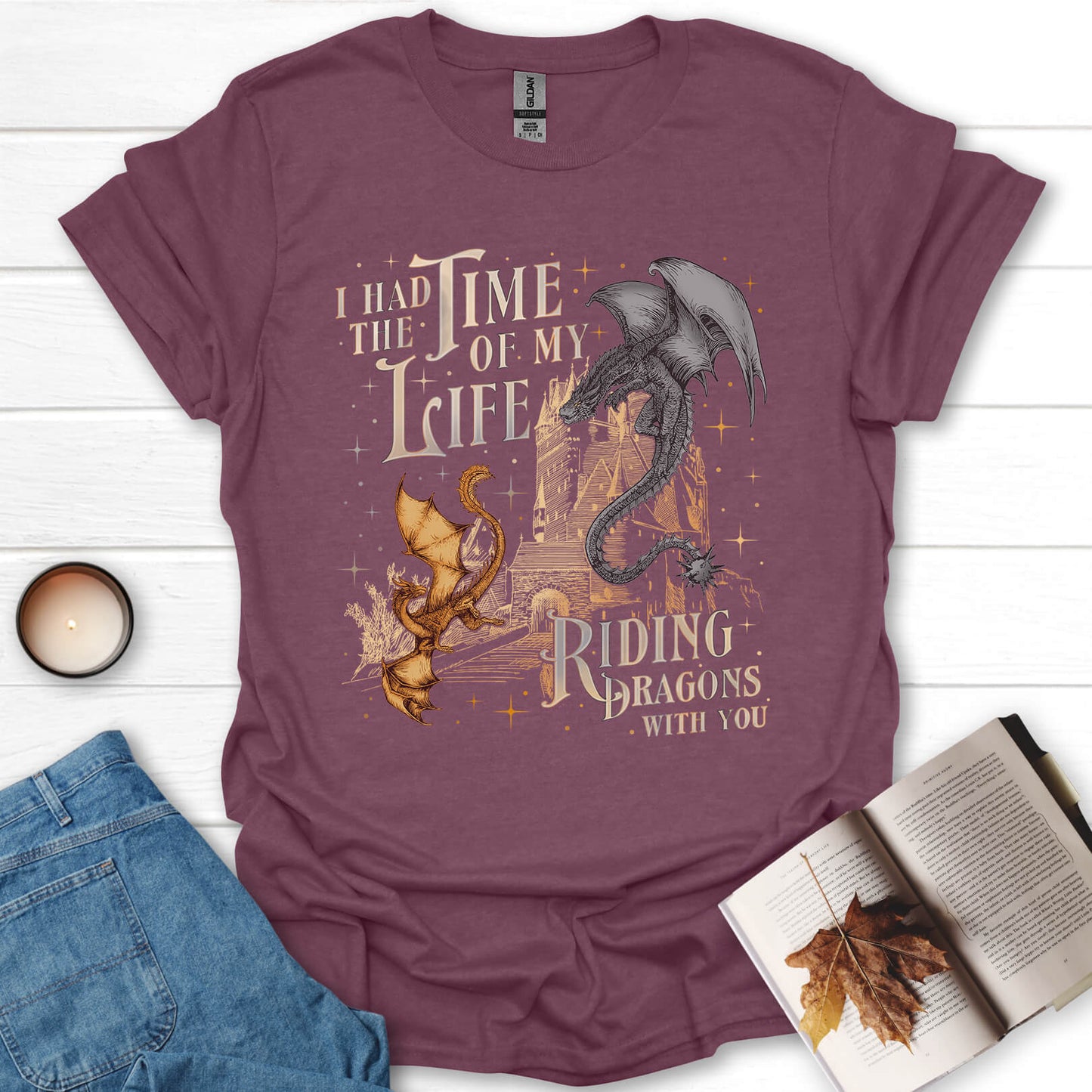 Riding Dragons With You Fantasy Book Lover T-Shirt