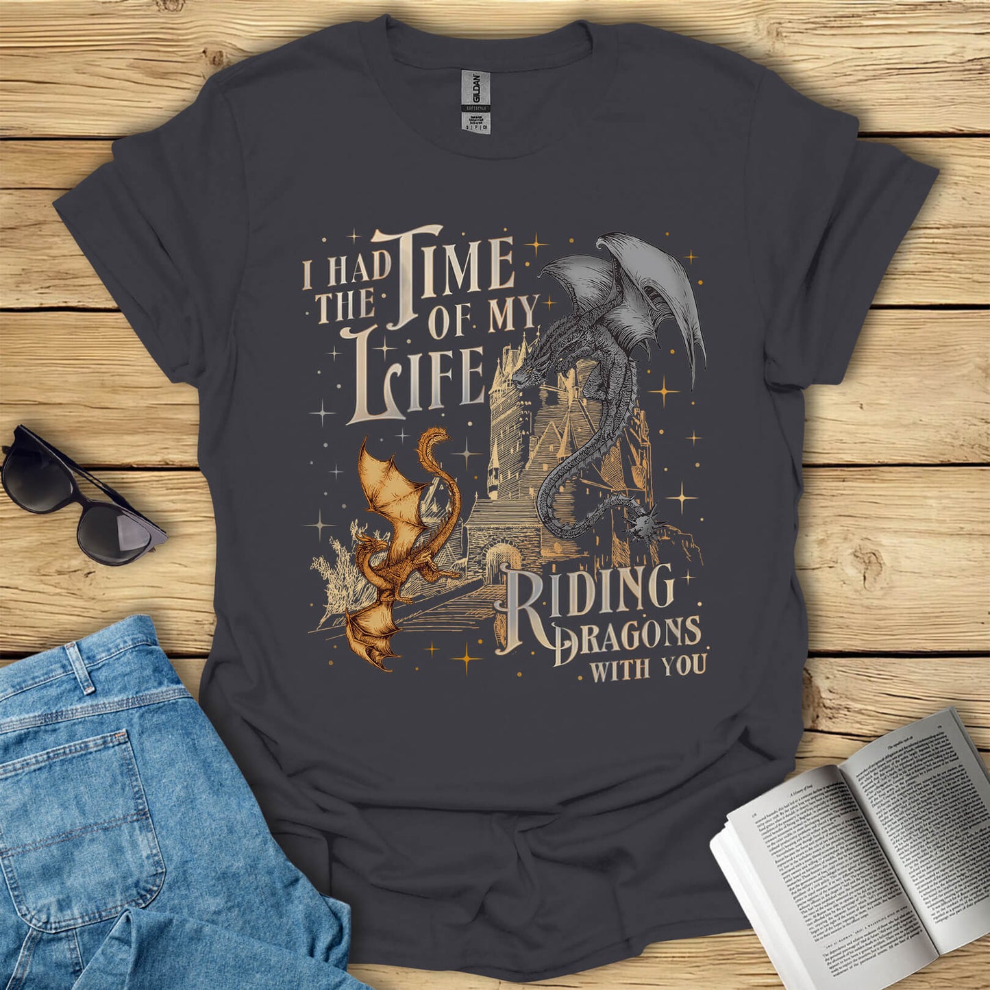 Riding Dragons With You Fantasy Book Lover T-Shirt