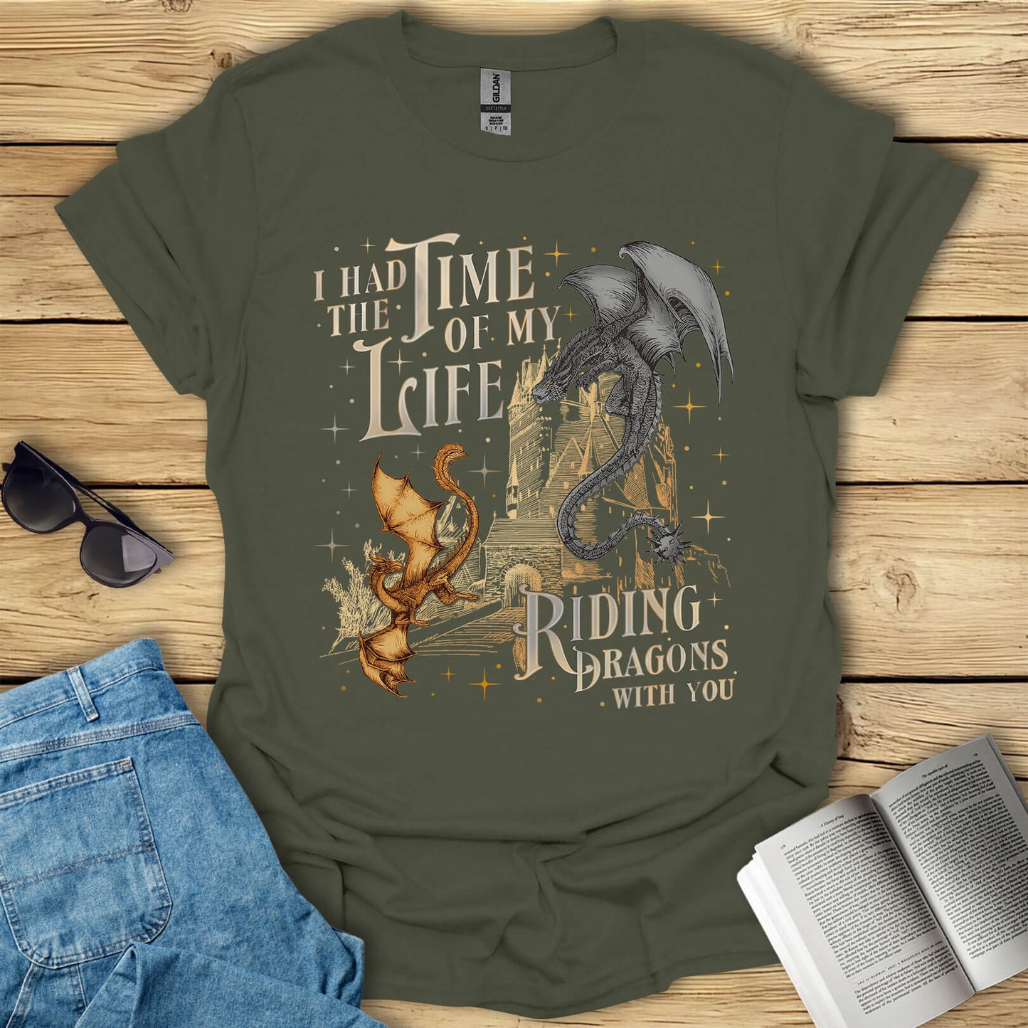 Riding Dragons With You Fantasy Book Lover T-Shirt