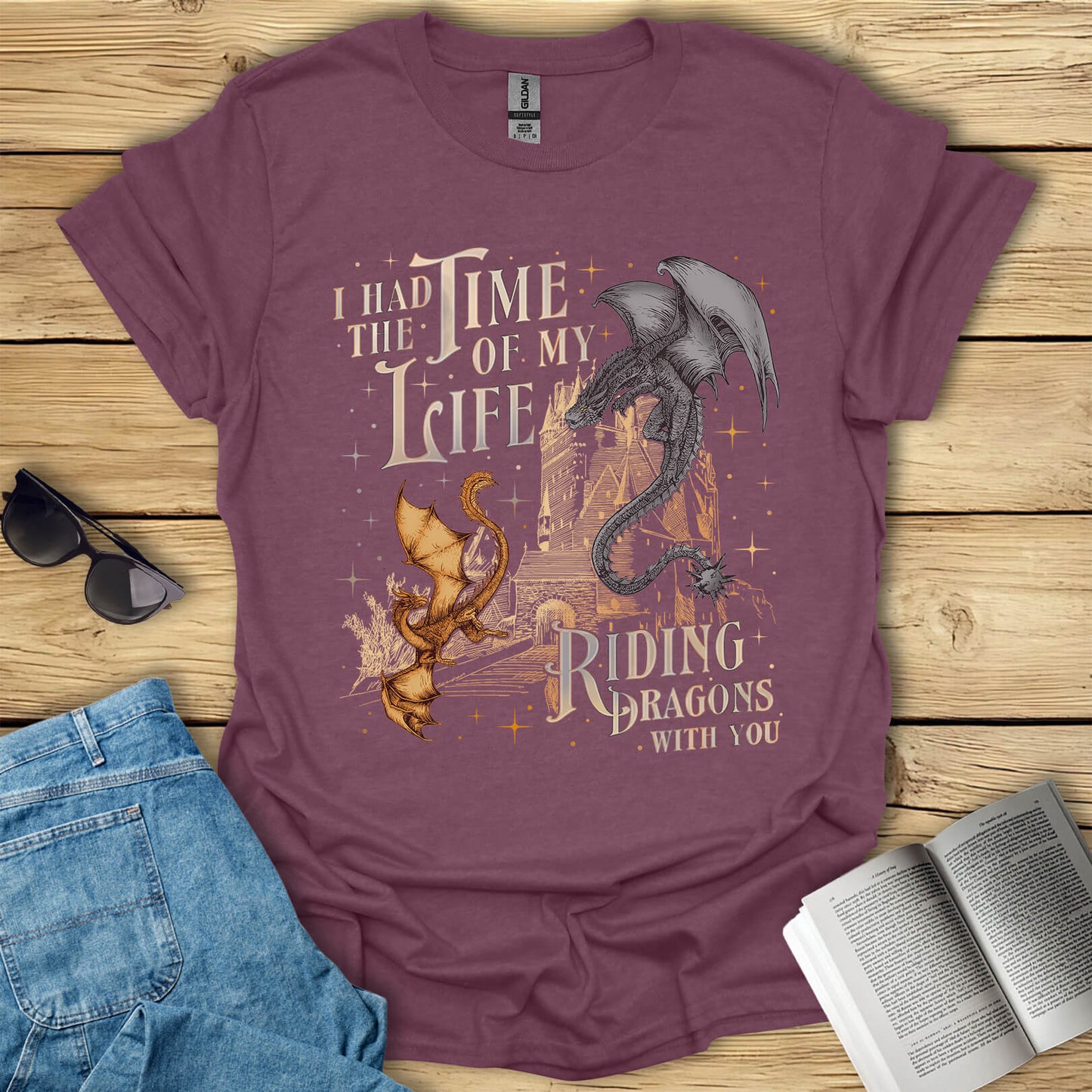 Riding Dragons With You Fantasy Book Lover T-Shirt