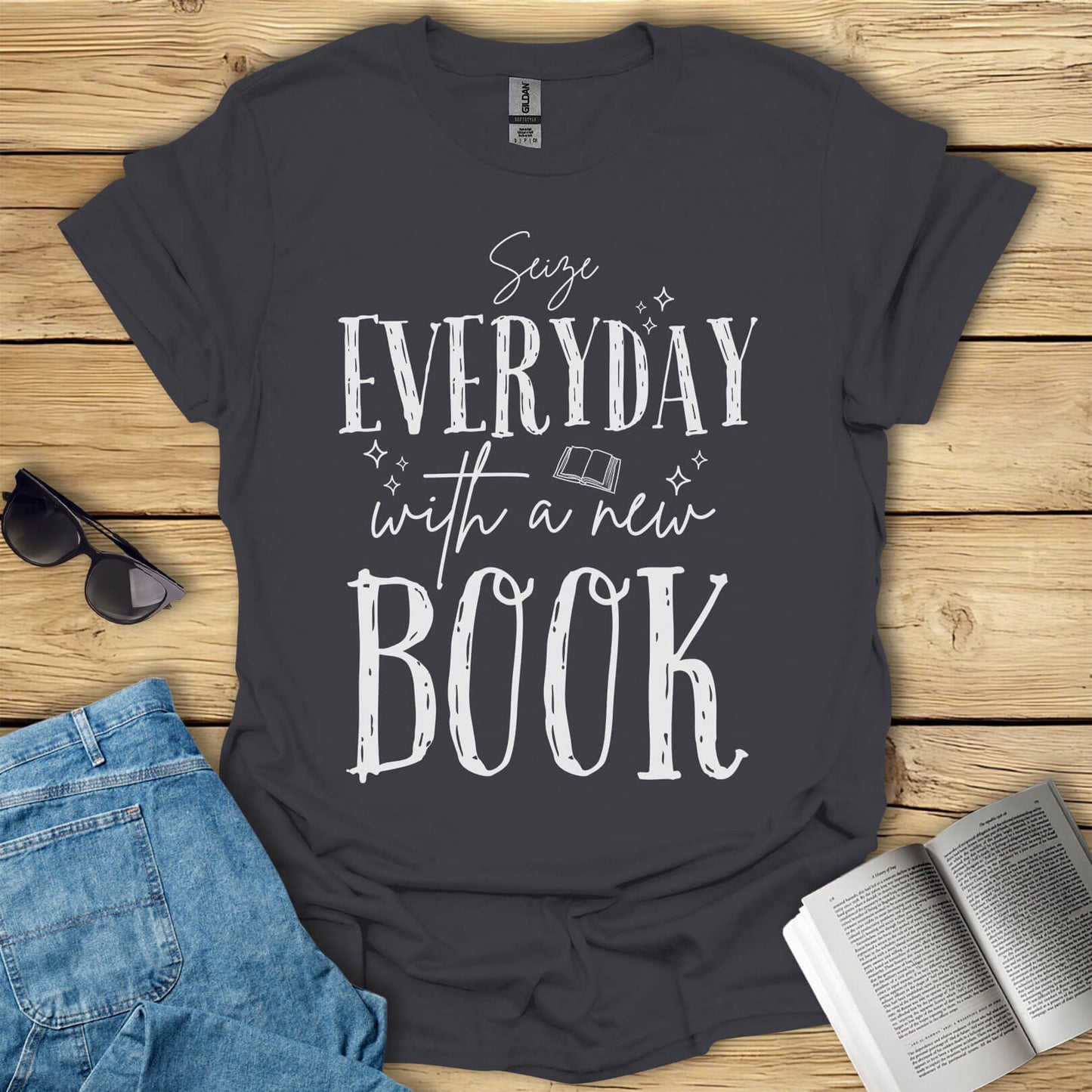 Seize Everyday With A New Book T-Shirt