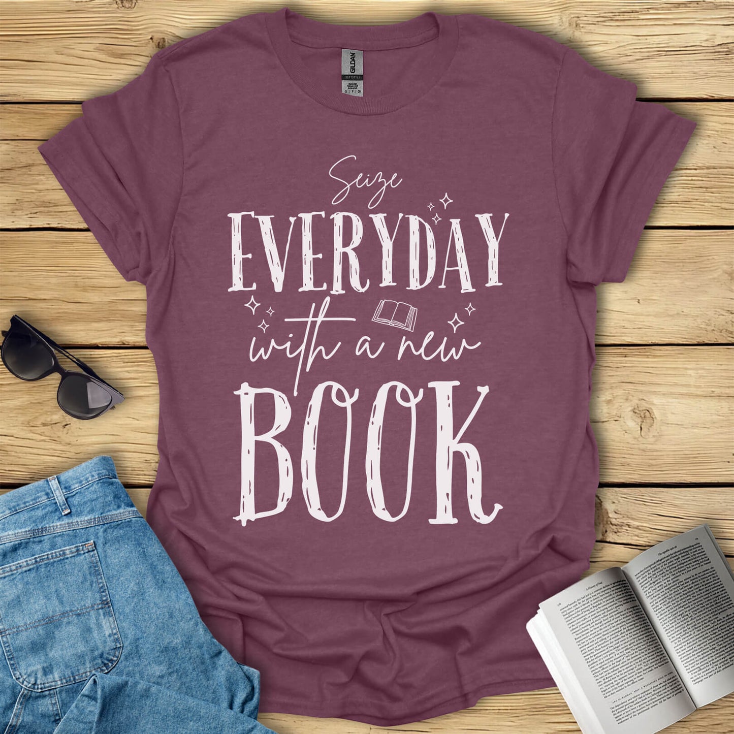Seize Everyday With A New Book T-Shirt