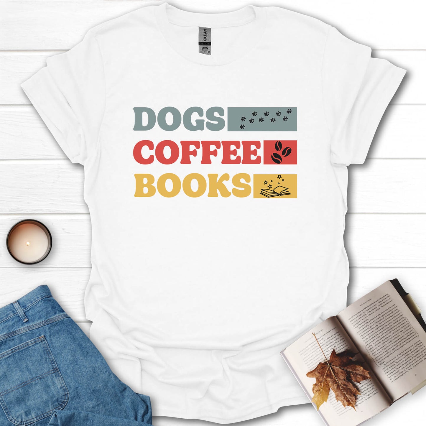 Dogs, Coffee, Books T-Shirt