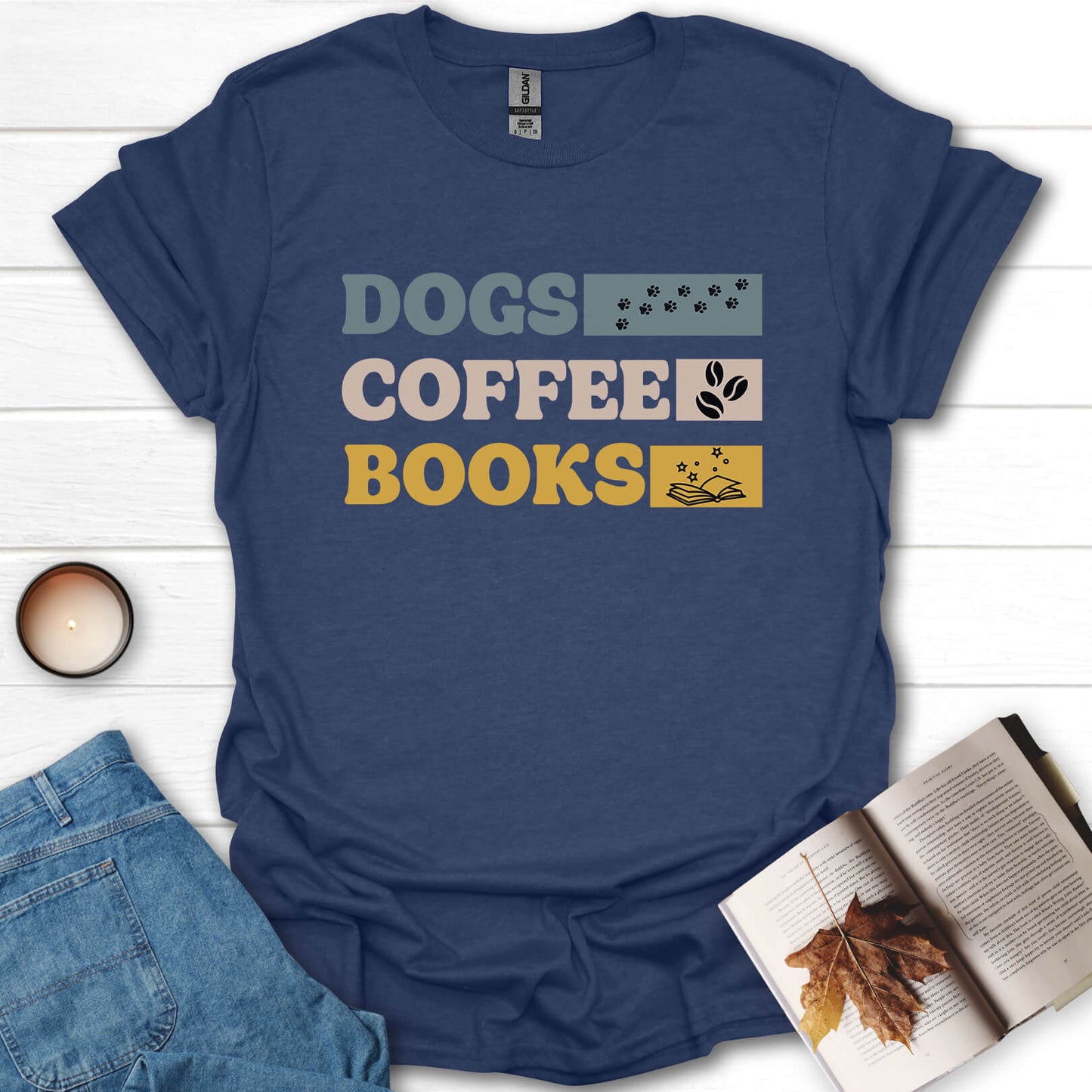 Dogs, Coffee, Books T-Shirt
