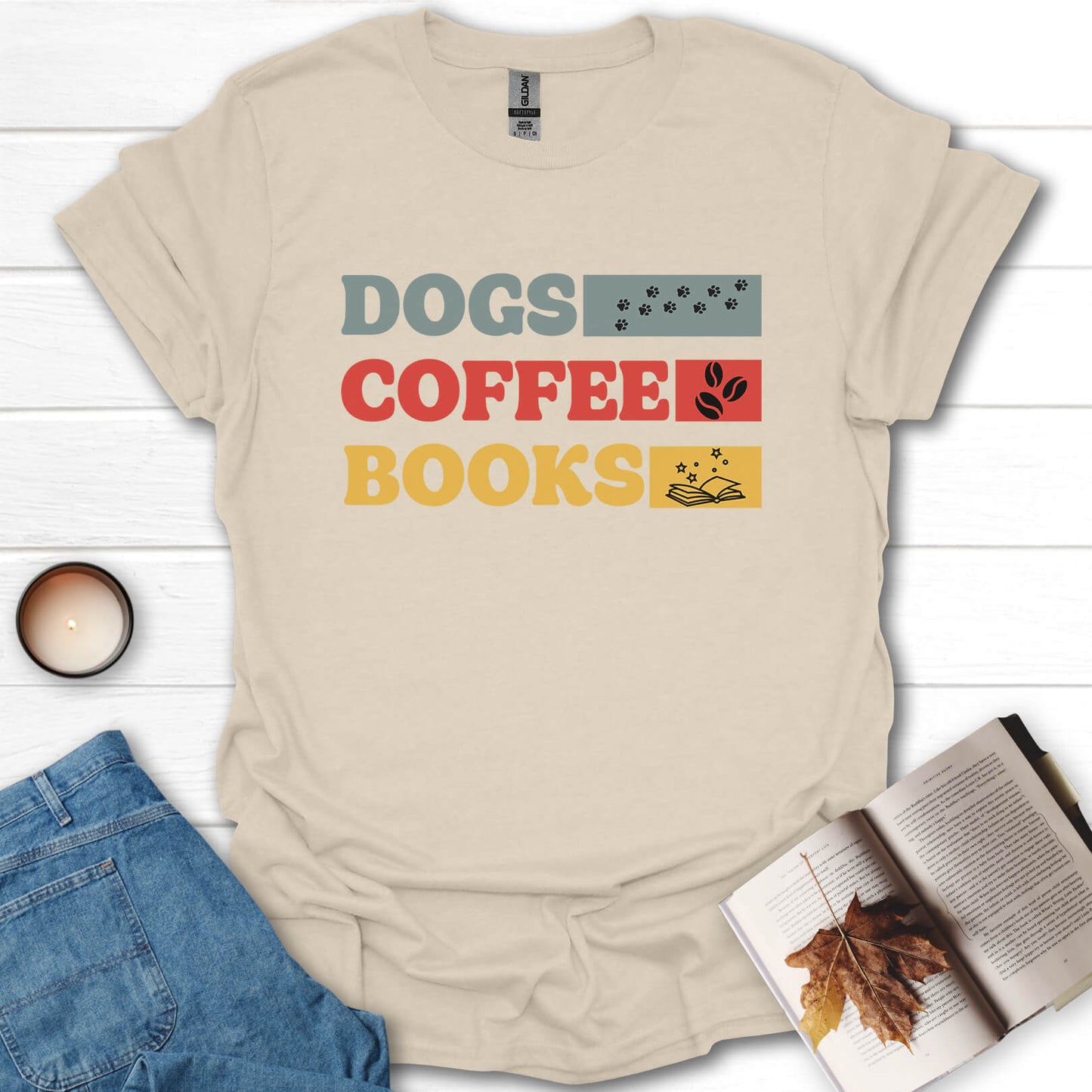 Dogs, Coffee, Books T-Shirt